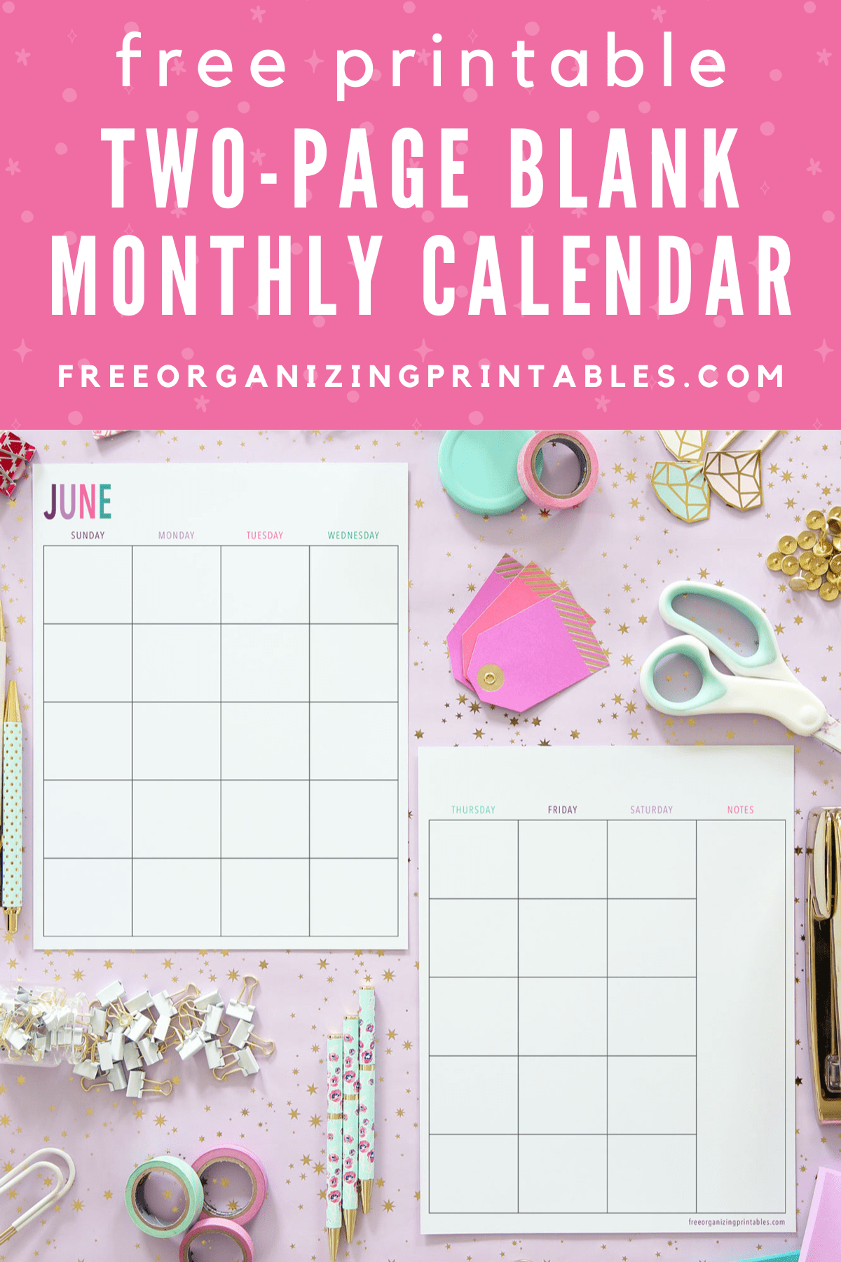 Free Printable Blank Monthly Calendar Pages