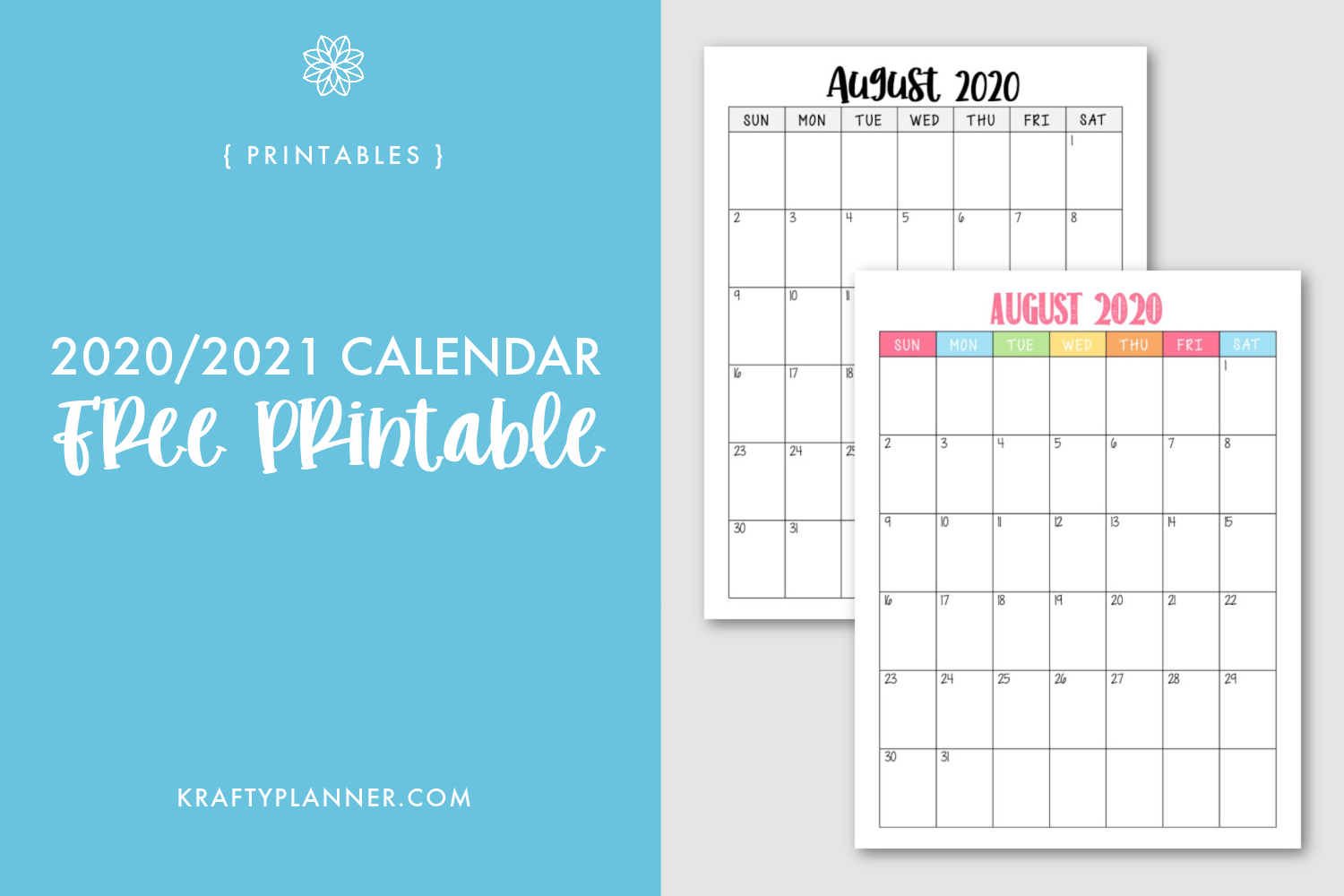 Script August Printable Calendar