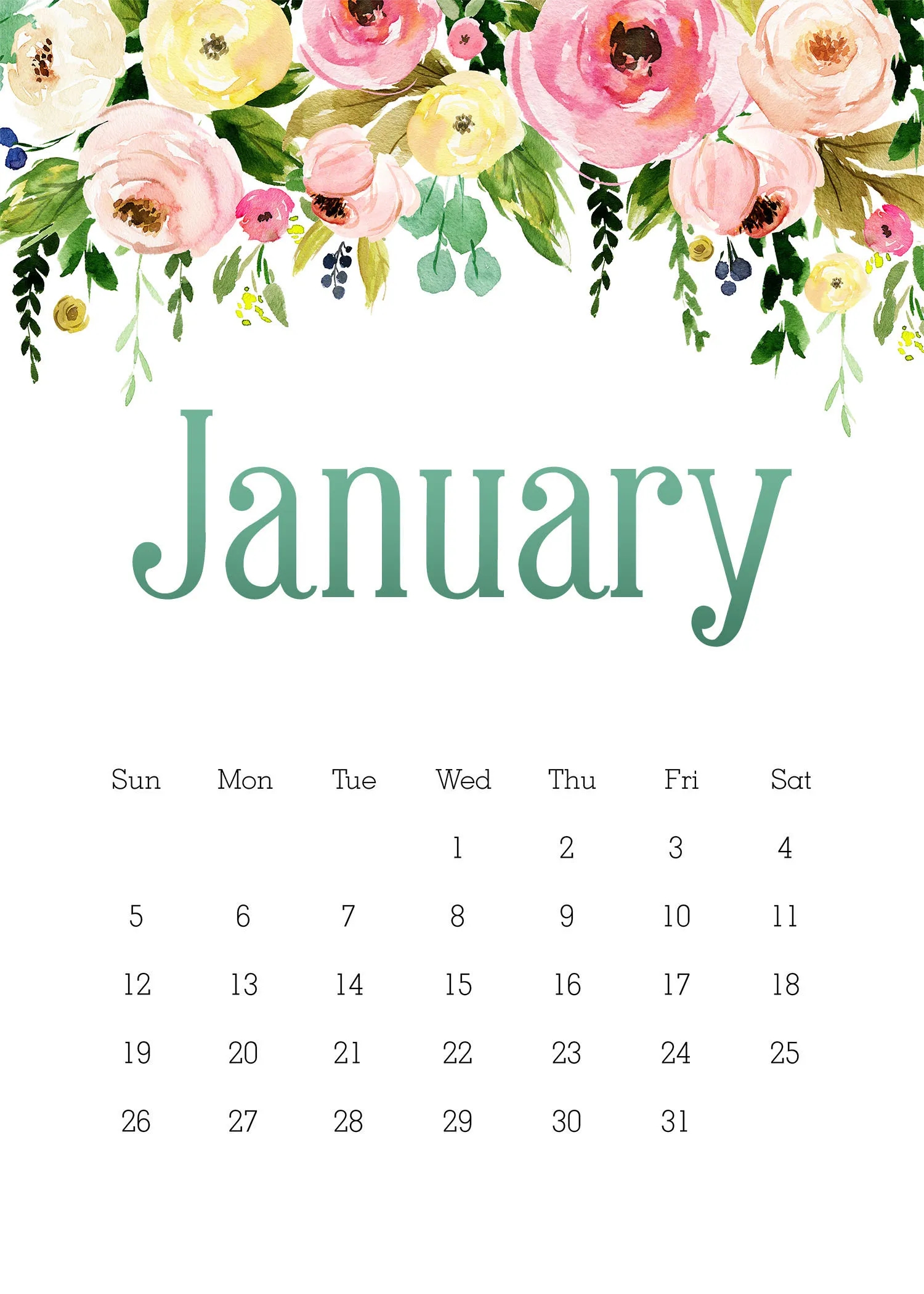 Free Printable 2020 5x7 Pretty Floral Calendar With Bonus To Do List Shopping List And Note Pad The Cottage Market