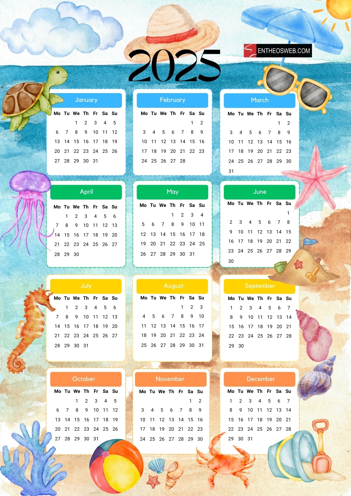 2025 Calendar Printable With Designs