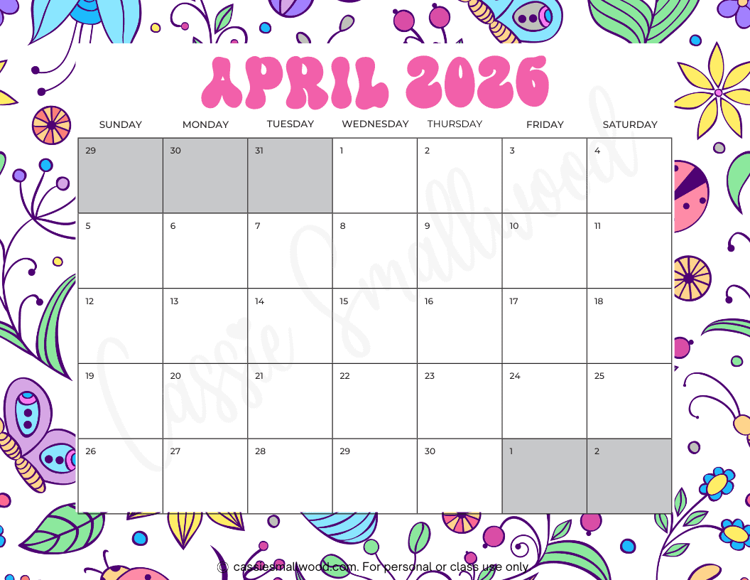 Printable Blank Monthly Calendar 2026 Printable Blank Monthly Calendar 2026