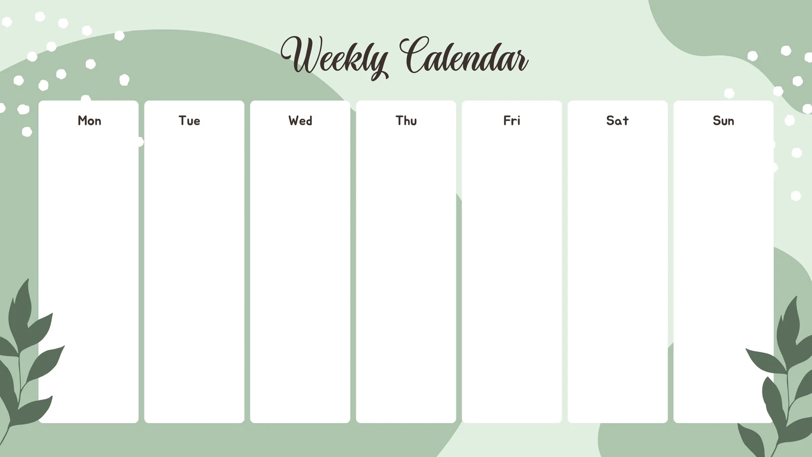 Blank Printable Weekly Calendar