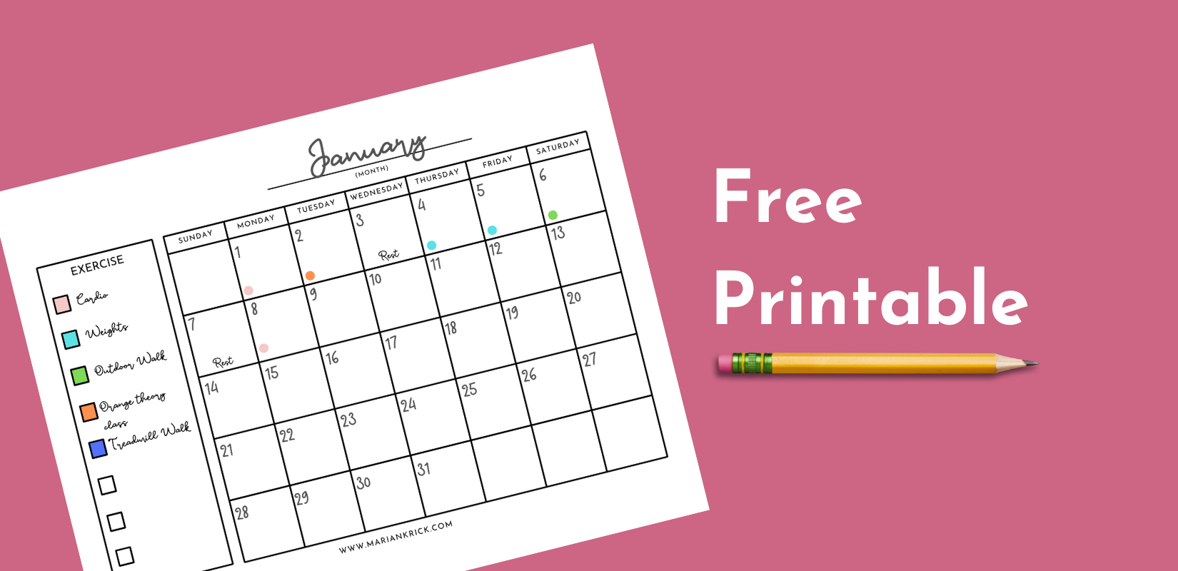 Free Printable Fitness Calendar To Track Monthly Exercise Marian Krick Free Printable Fitness Calendar To Track Monthly Exercise Marian Krick