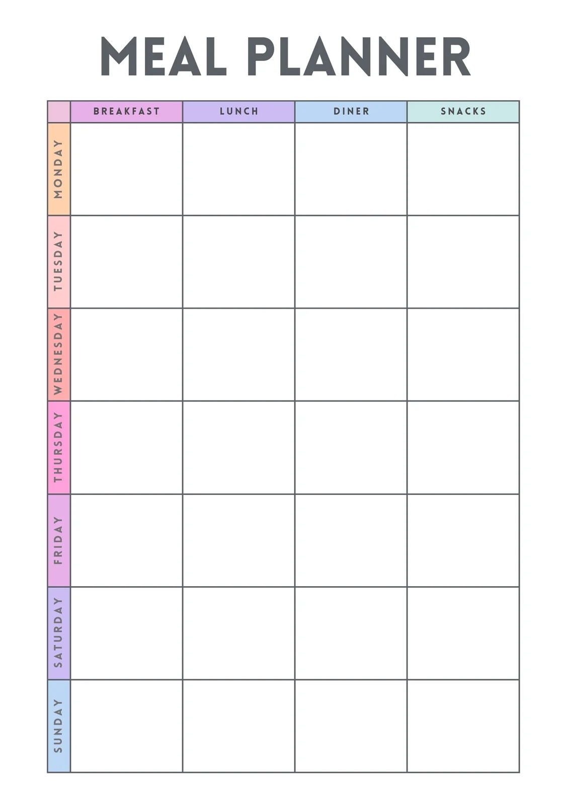 Empty Snack Printable Calendars