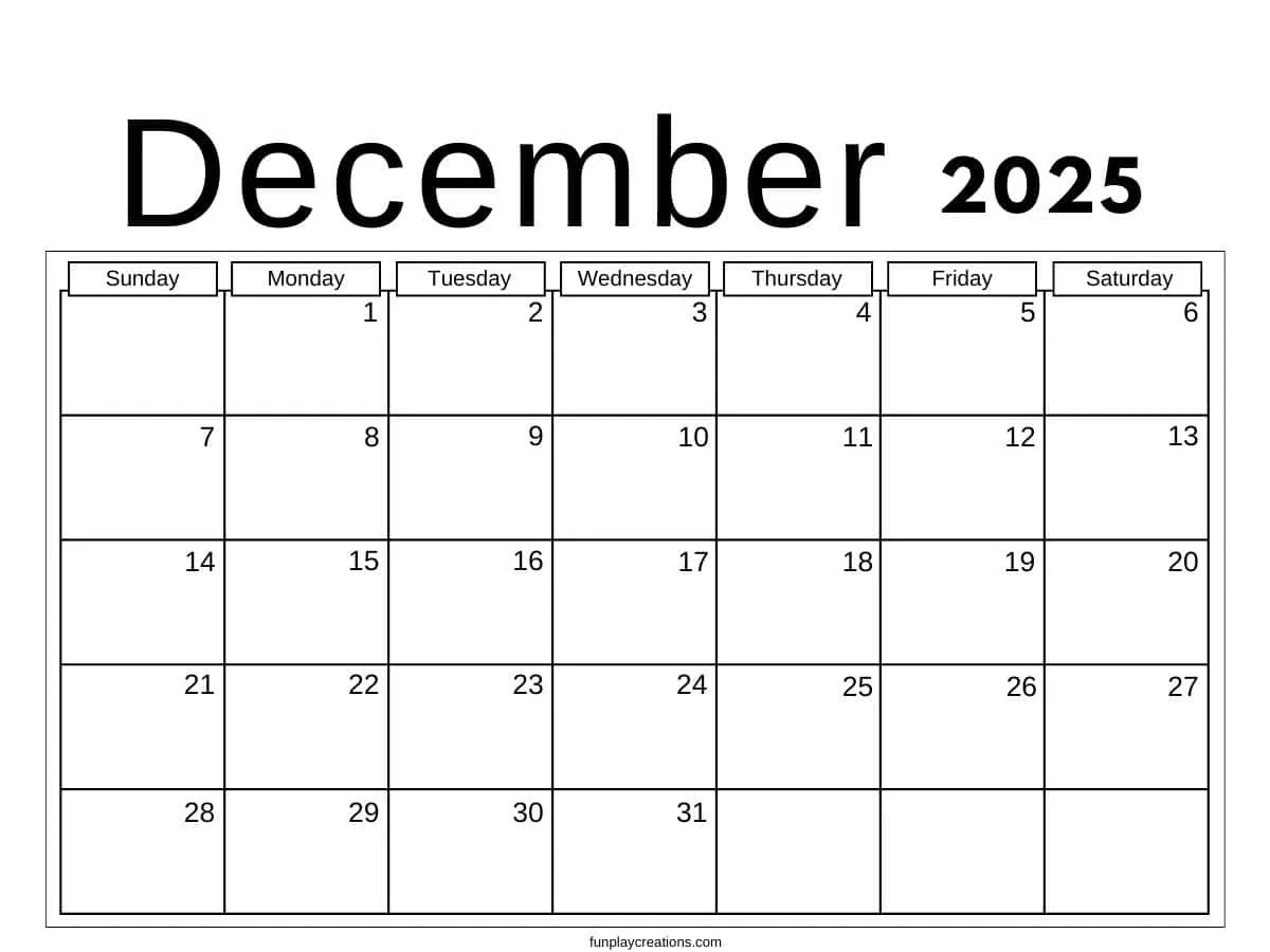 Black And White Printable Calendar