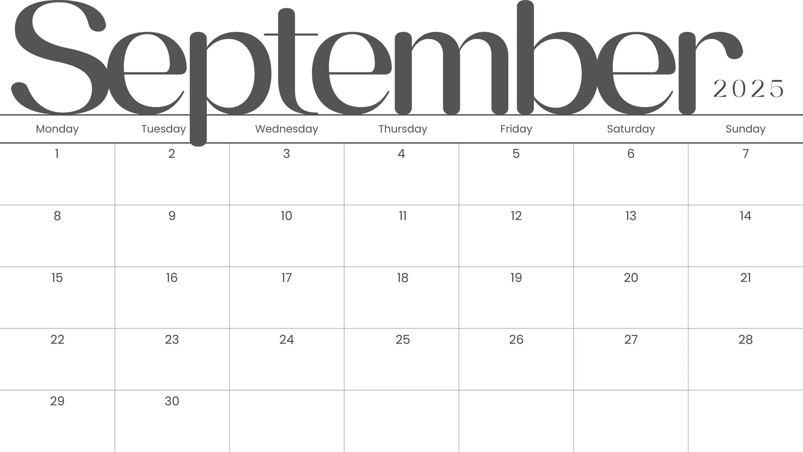 Free Printable Downloadable September 2025 Calendar