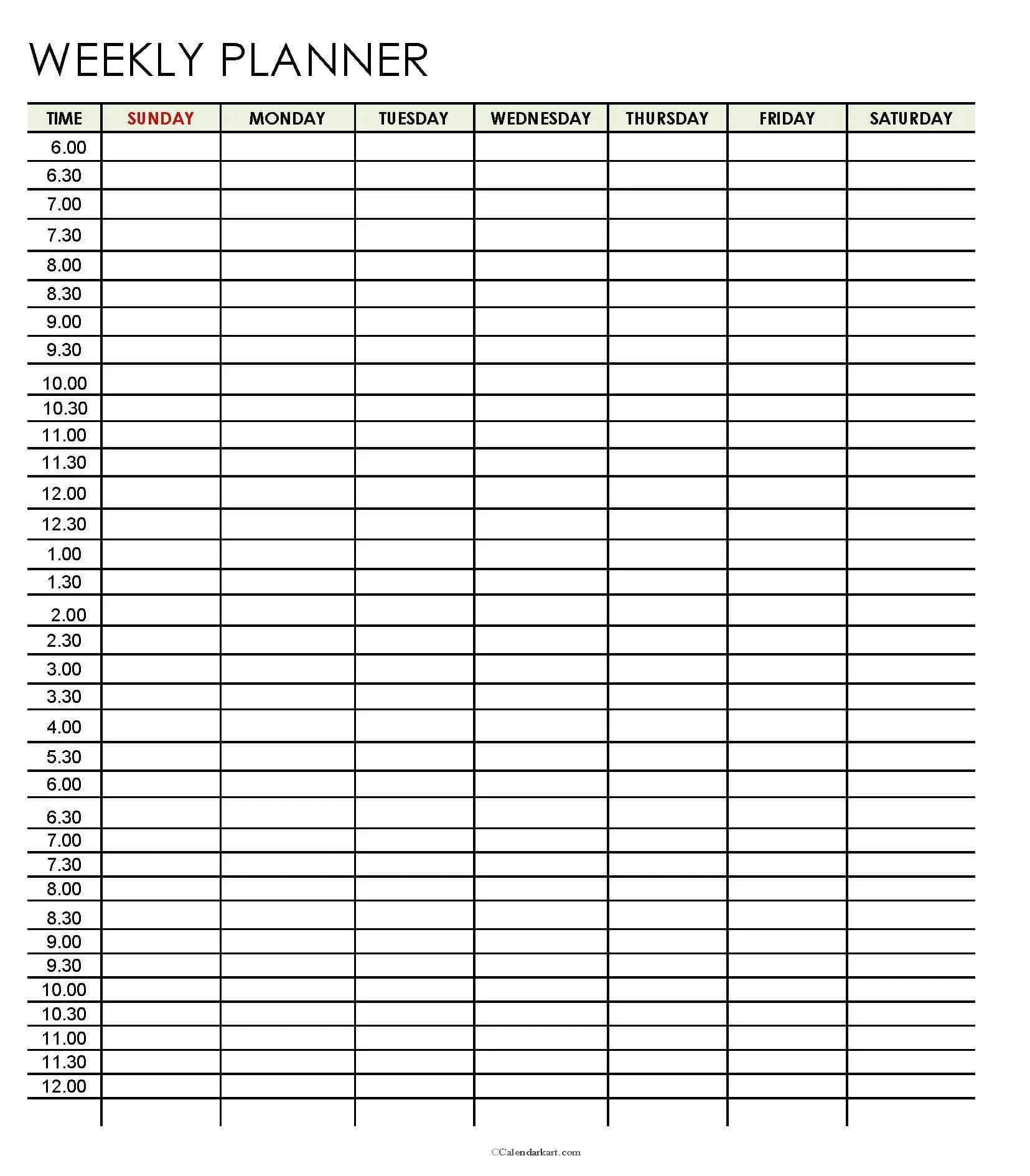 Free Printable Weekly Planner Templates CalendarKart