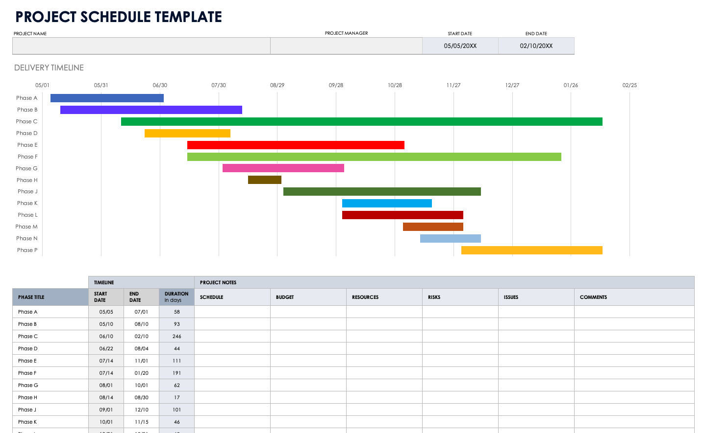 Free Project Calendar Templates Smartsheet