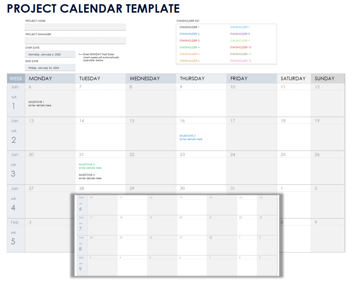 Free Project Calendar Templates Smartsheet