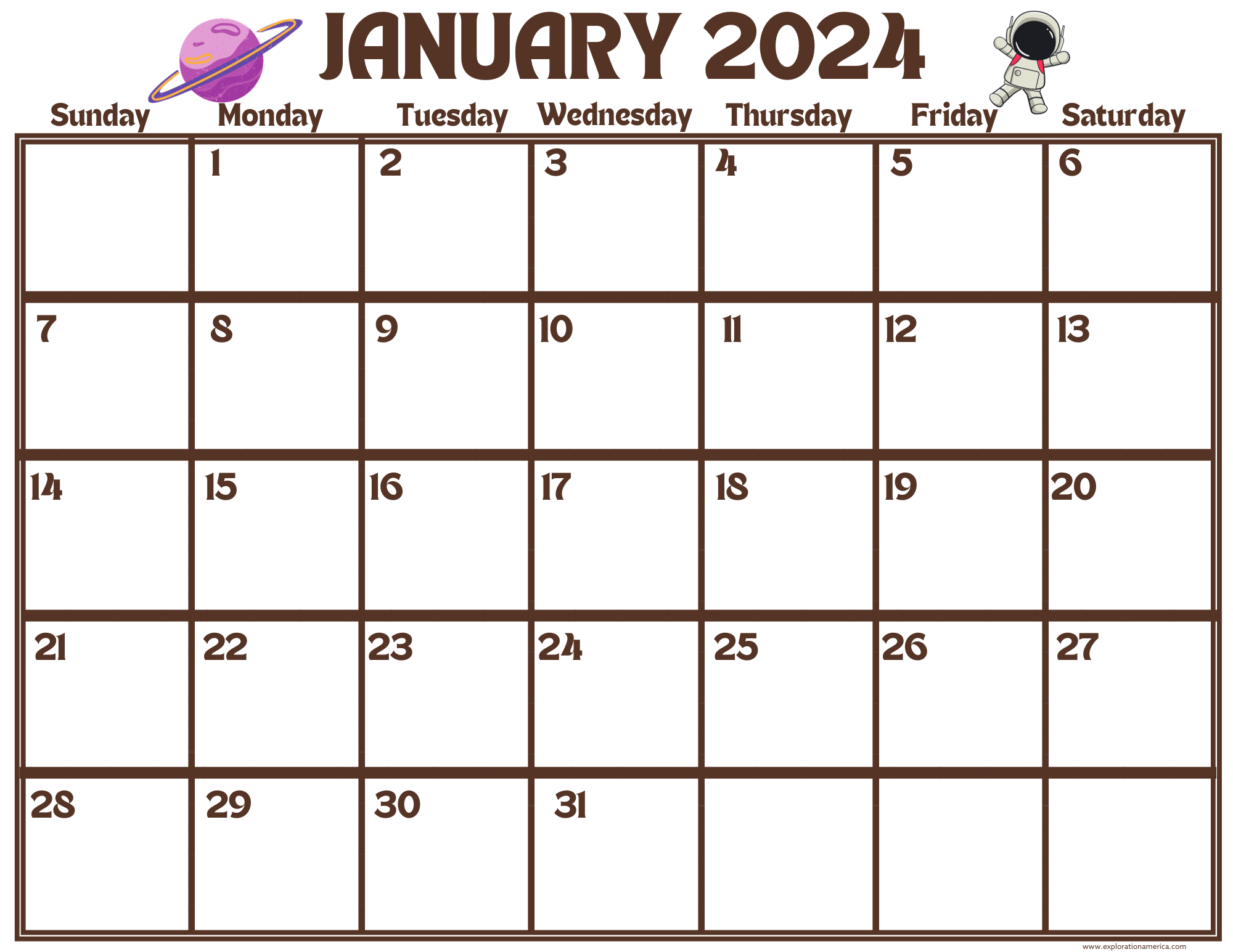 Fun Monthly Printable Calendar