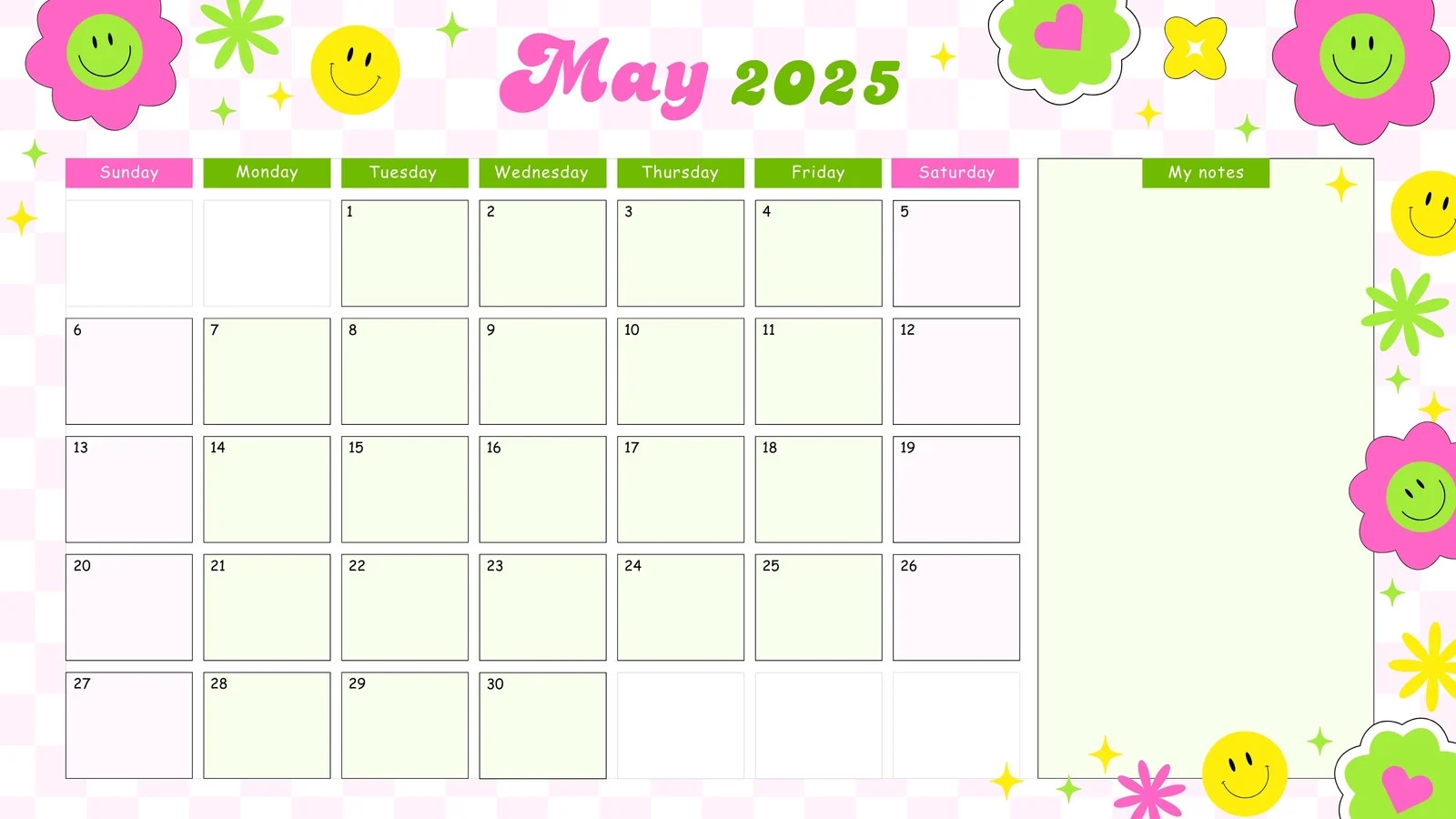 2025 Cute Printable Monthly Calendar