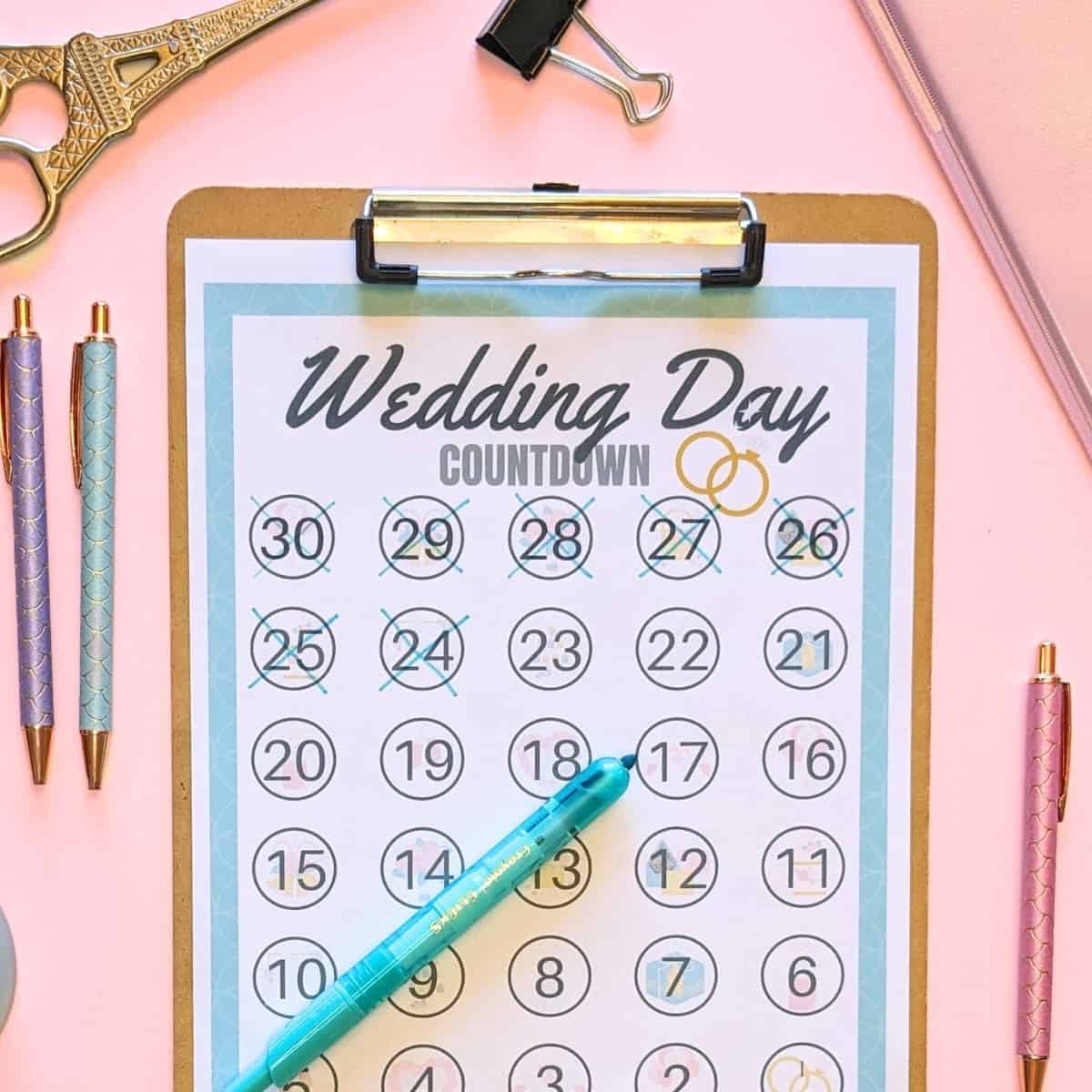 Wedding Countdown Calendar Printable