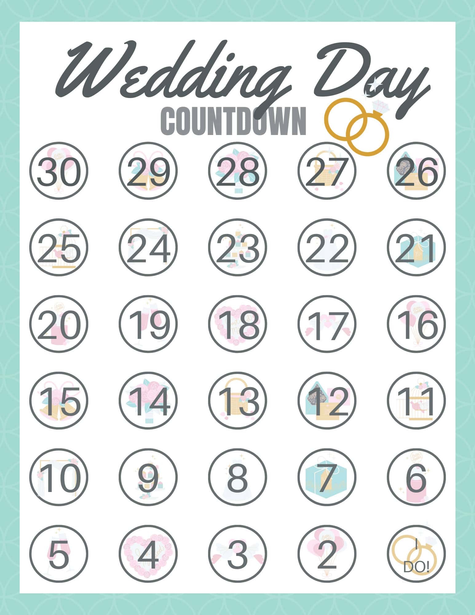 FREE Wedding Countdown Calendar Printable