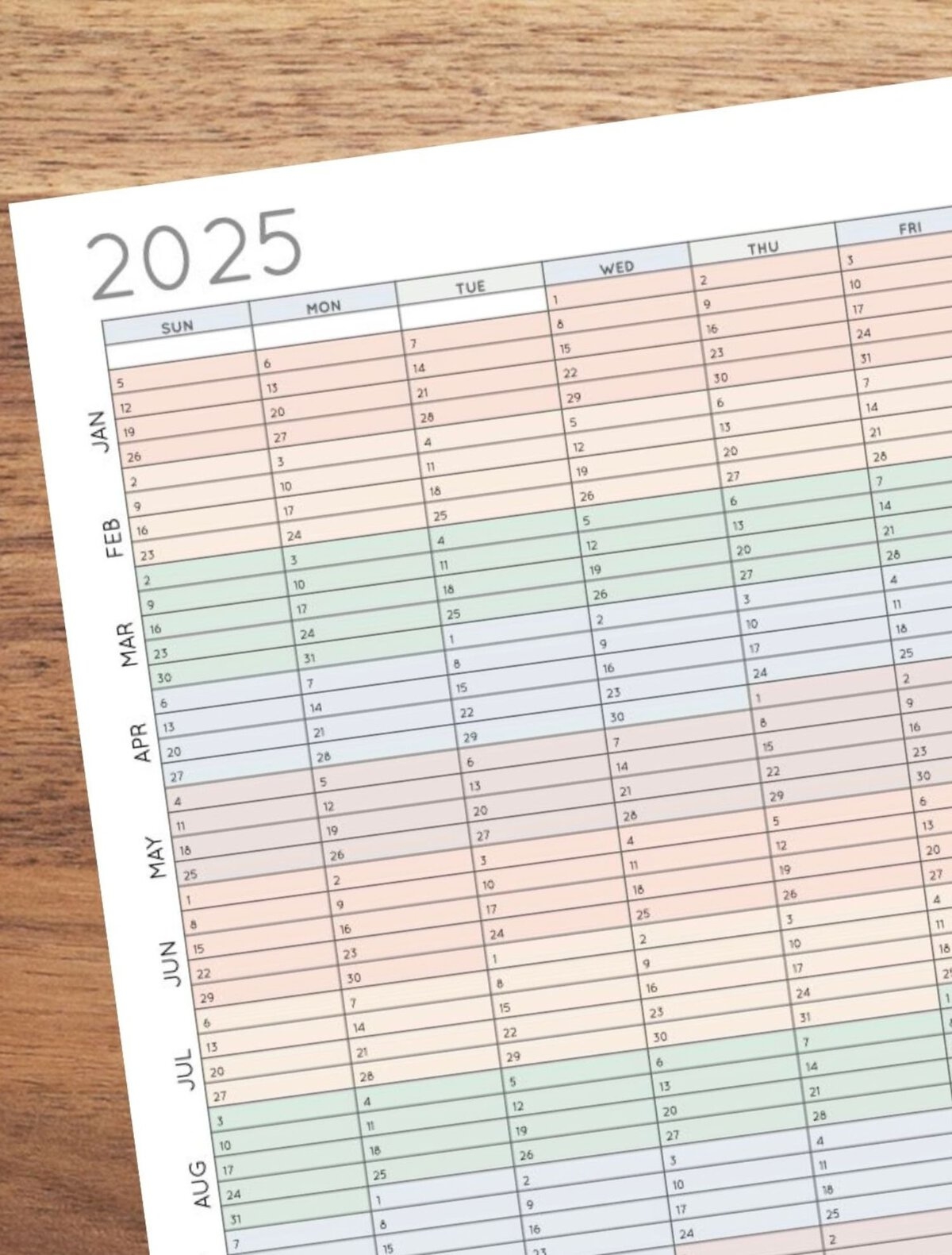 Printable Half Sheet Calendar 2025