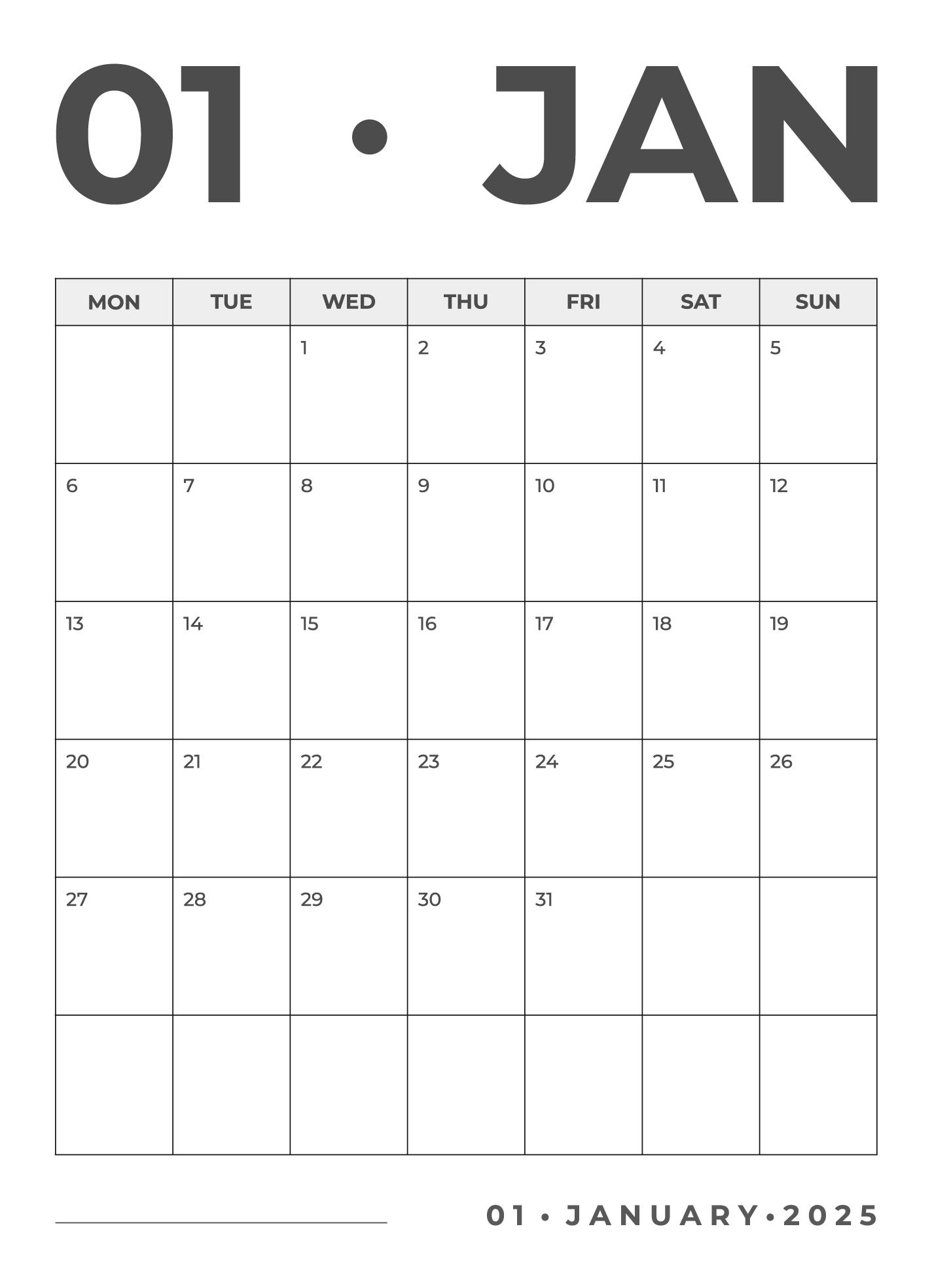 Printable Simple Calendar