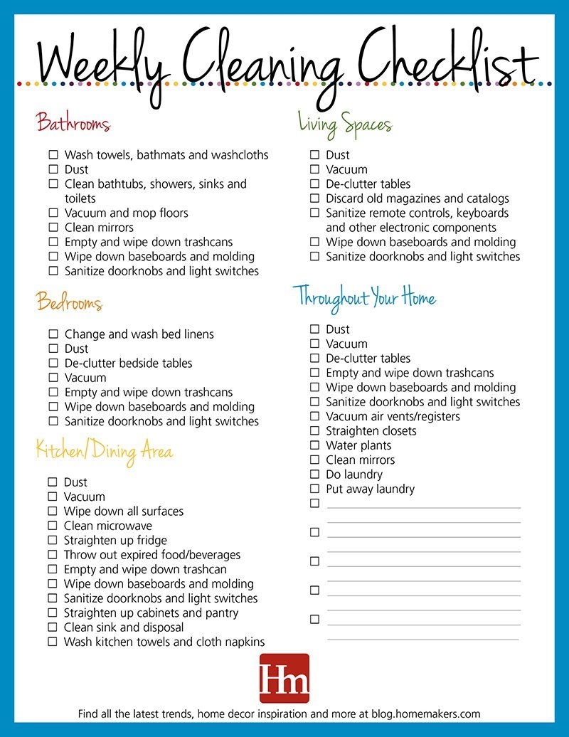 Printable Monthly Cleaning Calendar