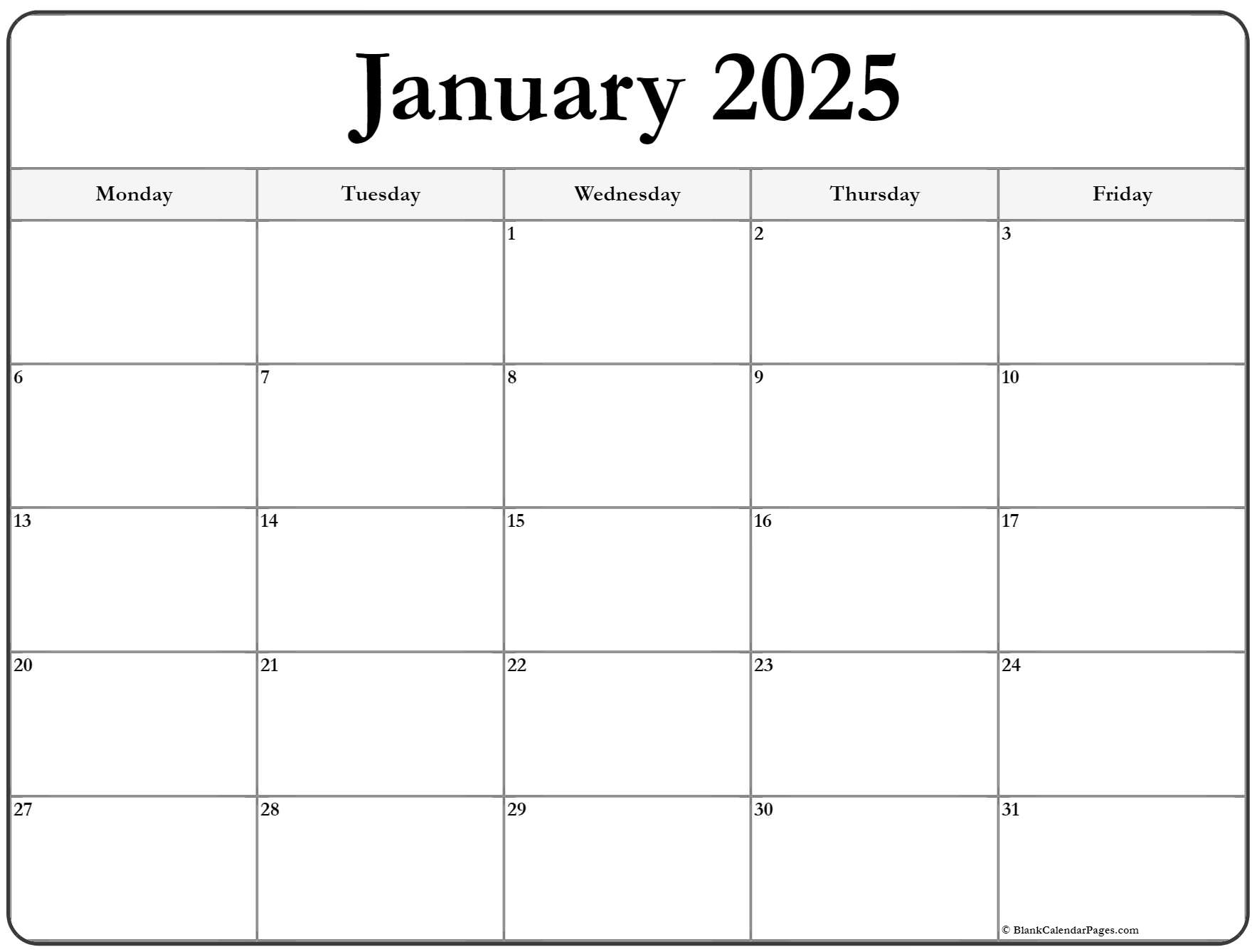 January 2023 Monday Calendar Monday To Sunday