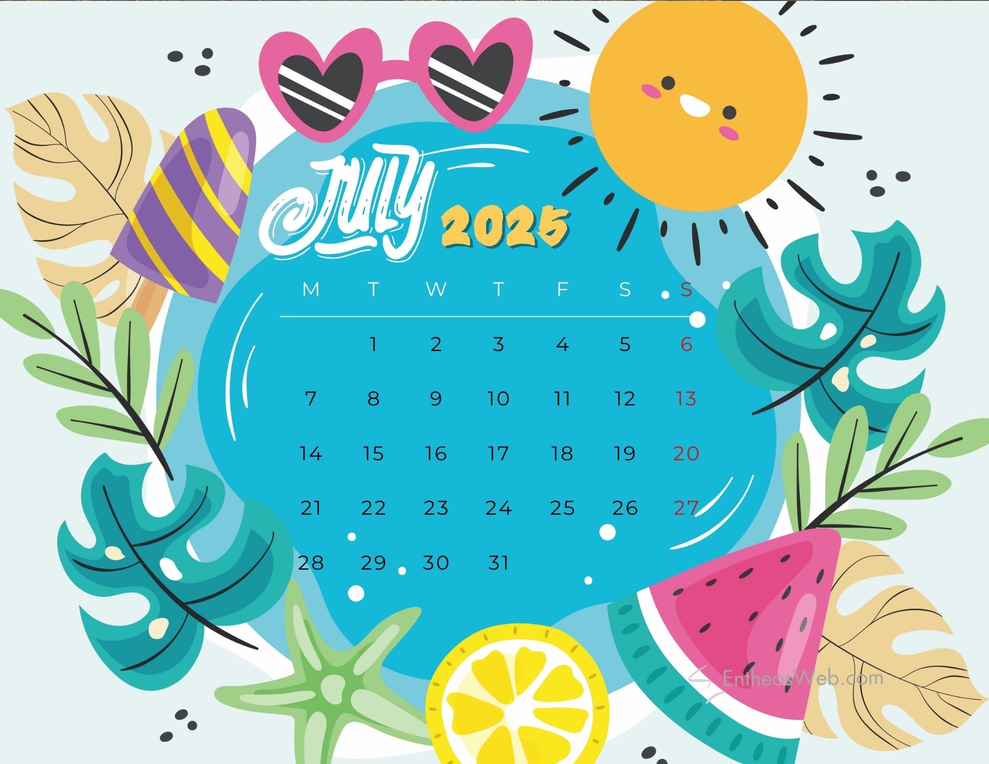 Calendar For July 2025 Printable
