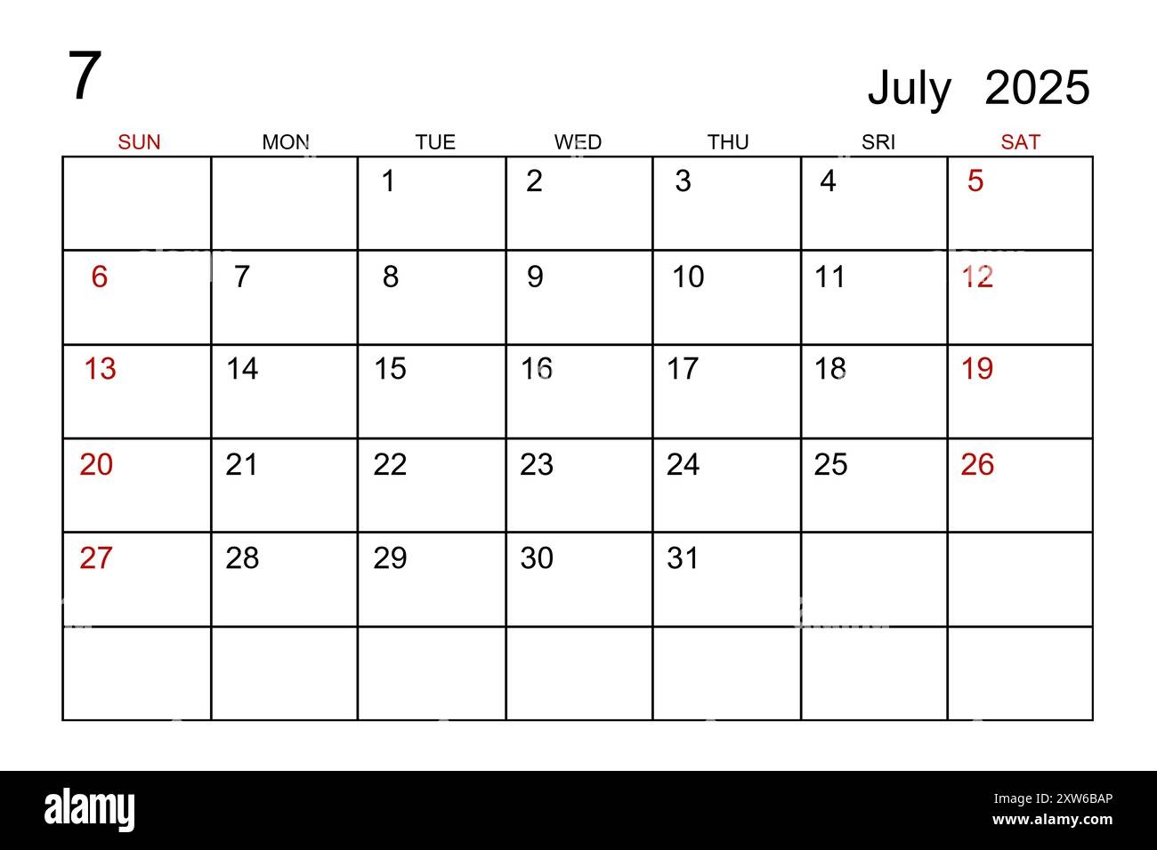 Dark July 2025 Printable Calendar