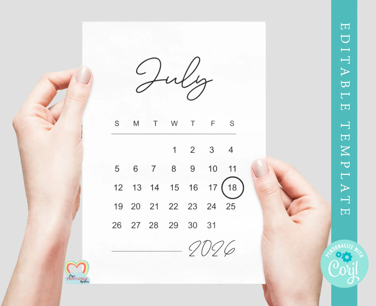 July 2026 Calendar Printable Baby Due Date July 2026 Pregnancy Announcement July 2026 Instant Download Save The Date Etsy