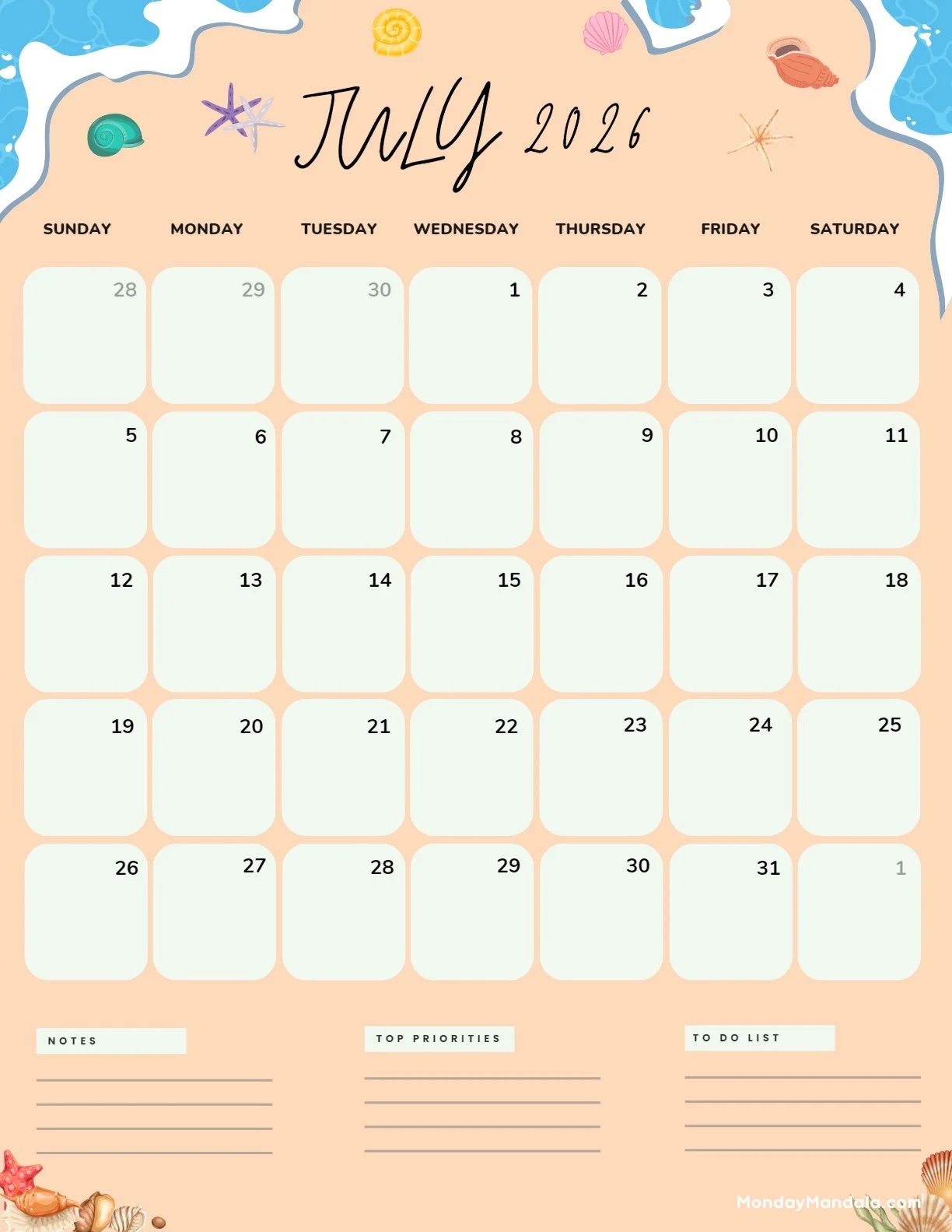 july 2026 calendars 52 free pdf printables