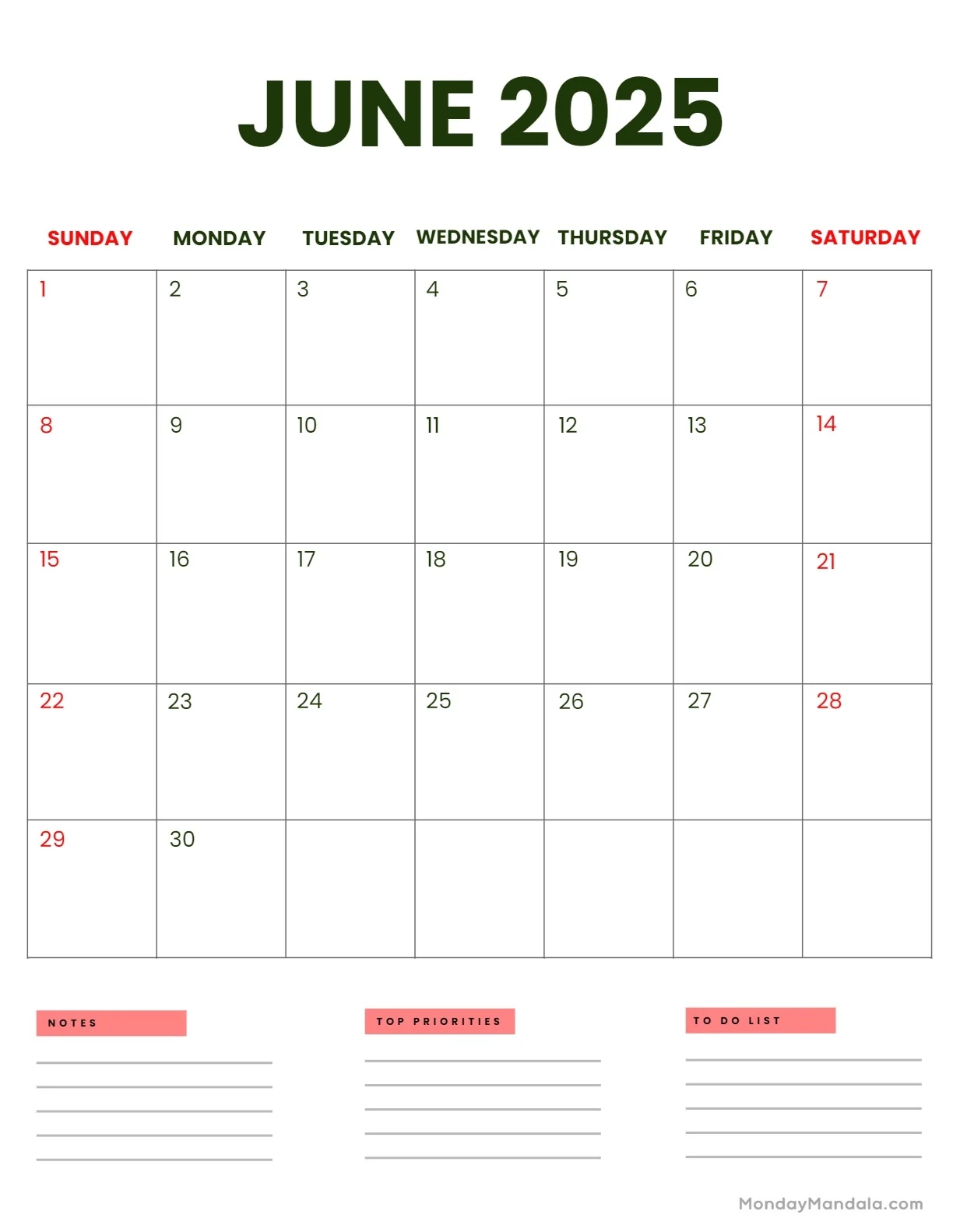 June 2025 Calendar 52 Free PDF Printables 
