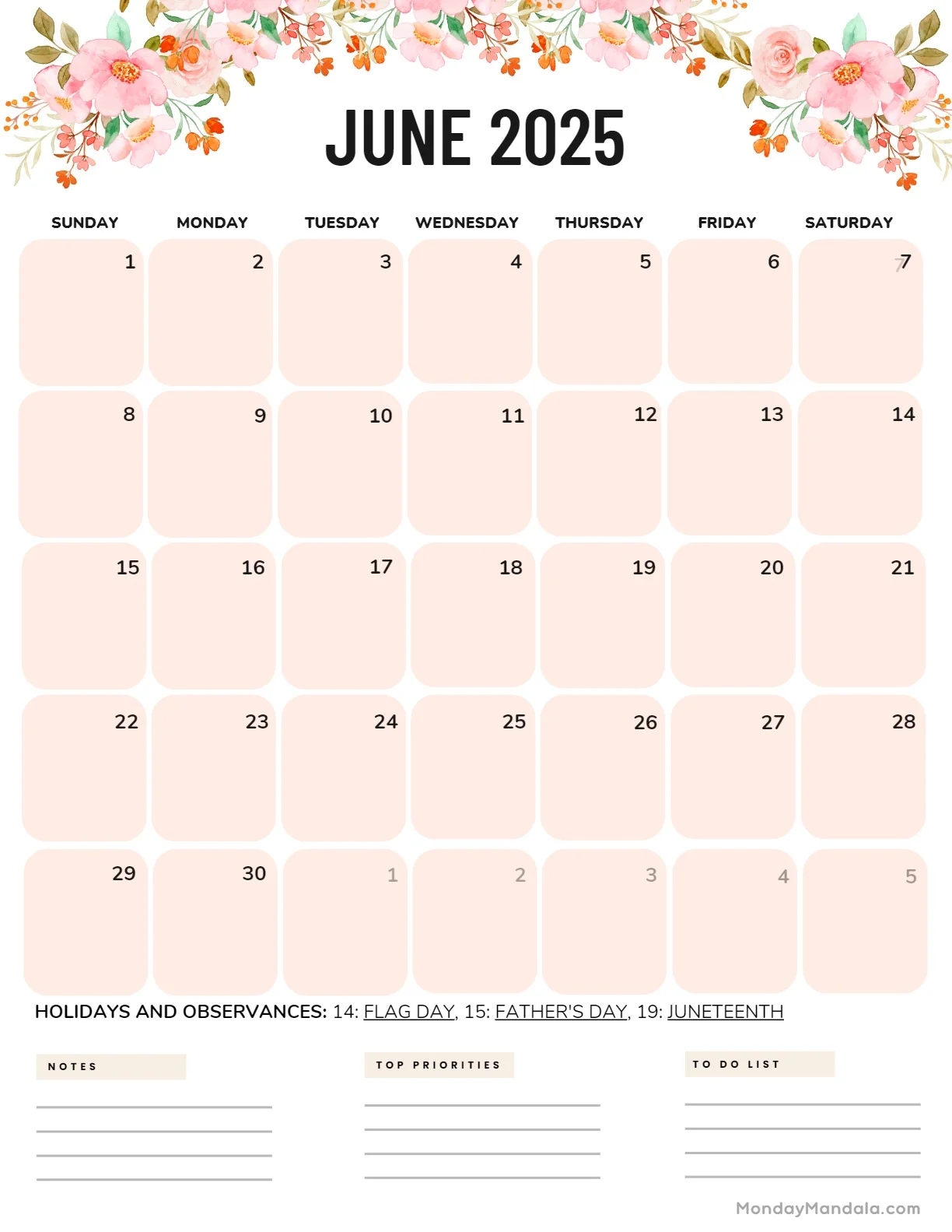 Printable Portrait Size 2025 Calendar