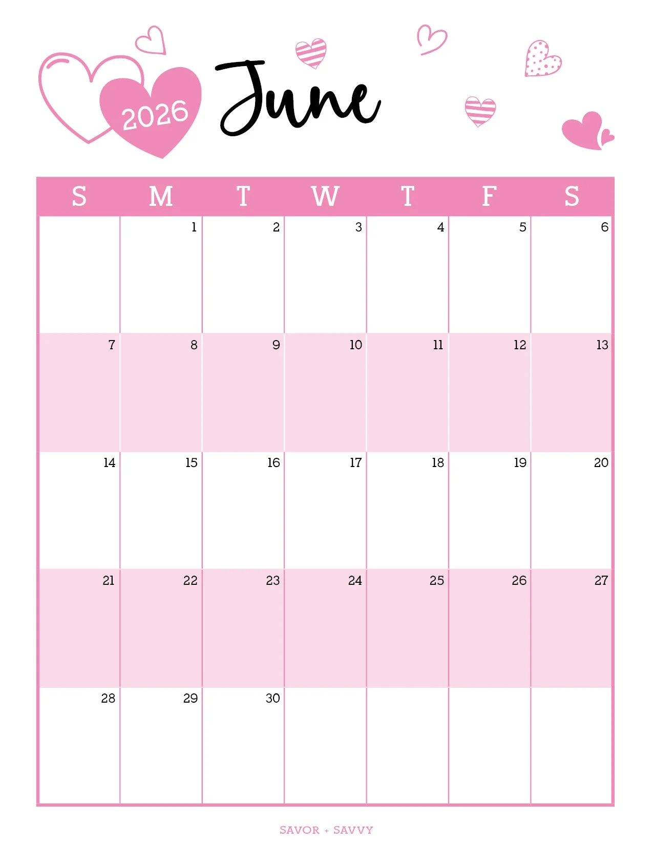 June 2026 Calendar Templates 14 Free Printables Savor Savvy June 2026 Calendar Templates 14 Free Printables Savor Savvy