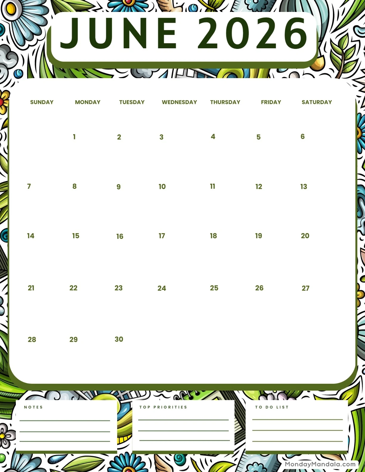 June 2026 Calendars 52 Free PDF Printables June 2026 Calendars 52 Free PDF Printables