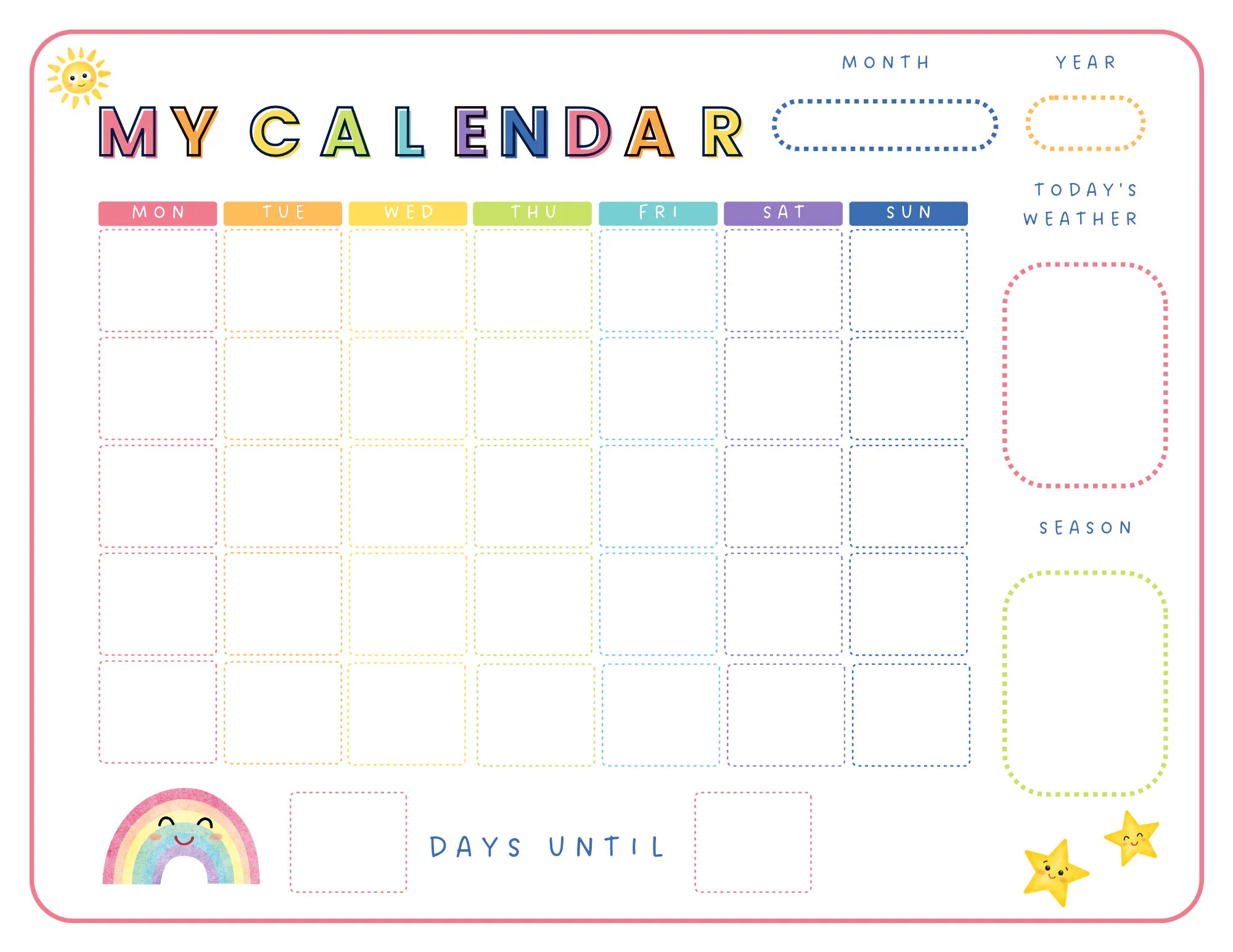 Kids Daily Calendar Perpetual Kids Calendar Child Calendar Printable Calendar Kids Montessori Poster Montessori Calendar Homeschool Etsy