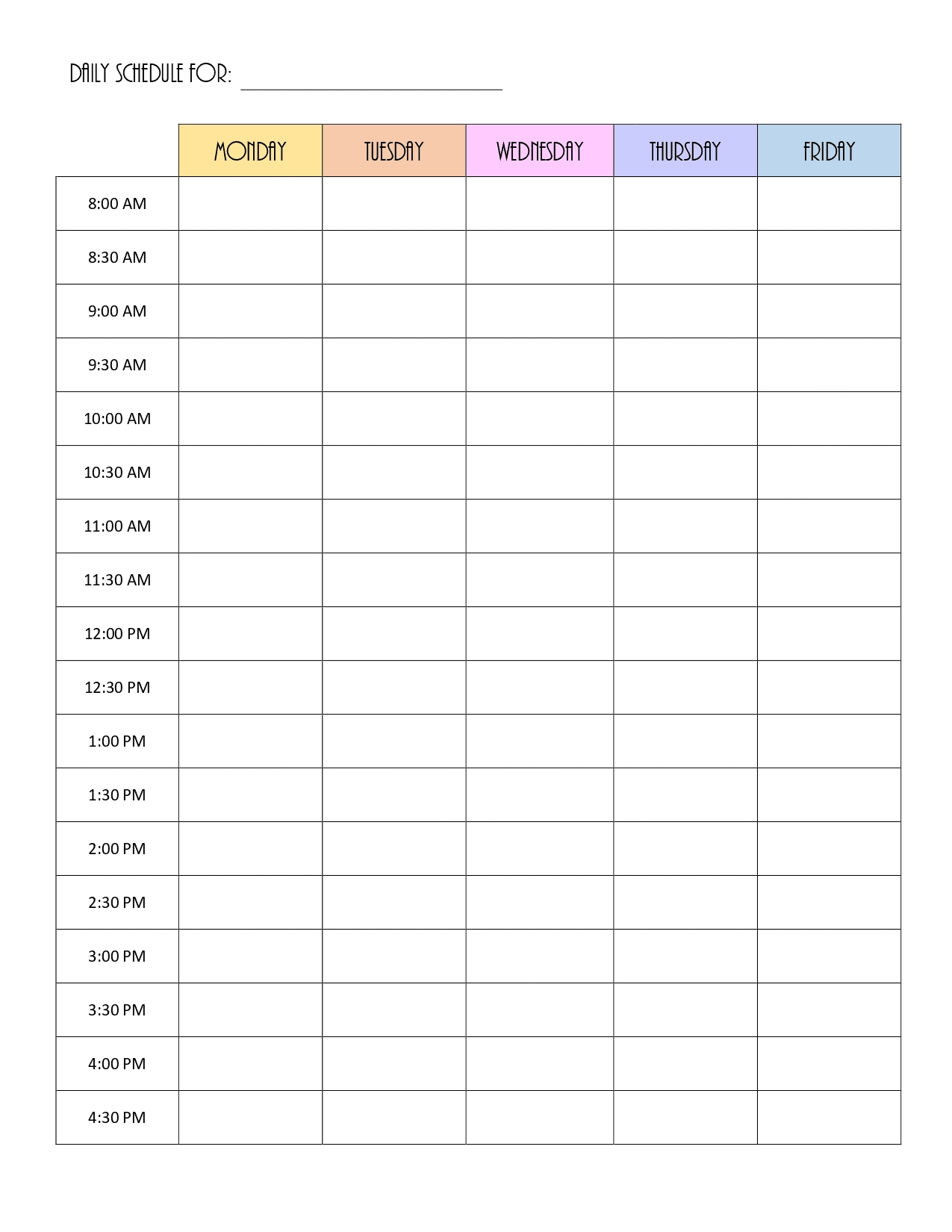 Printable Blank Calendar For Kindergarten Class