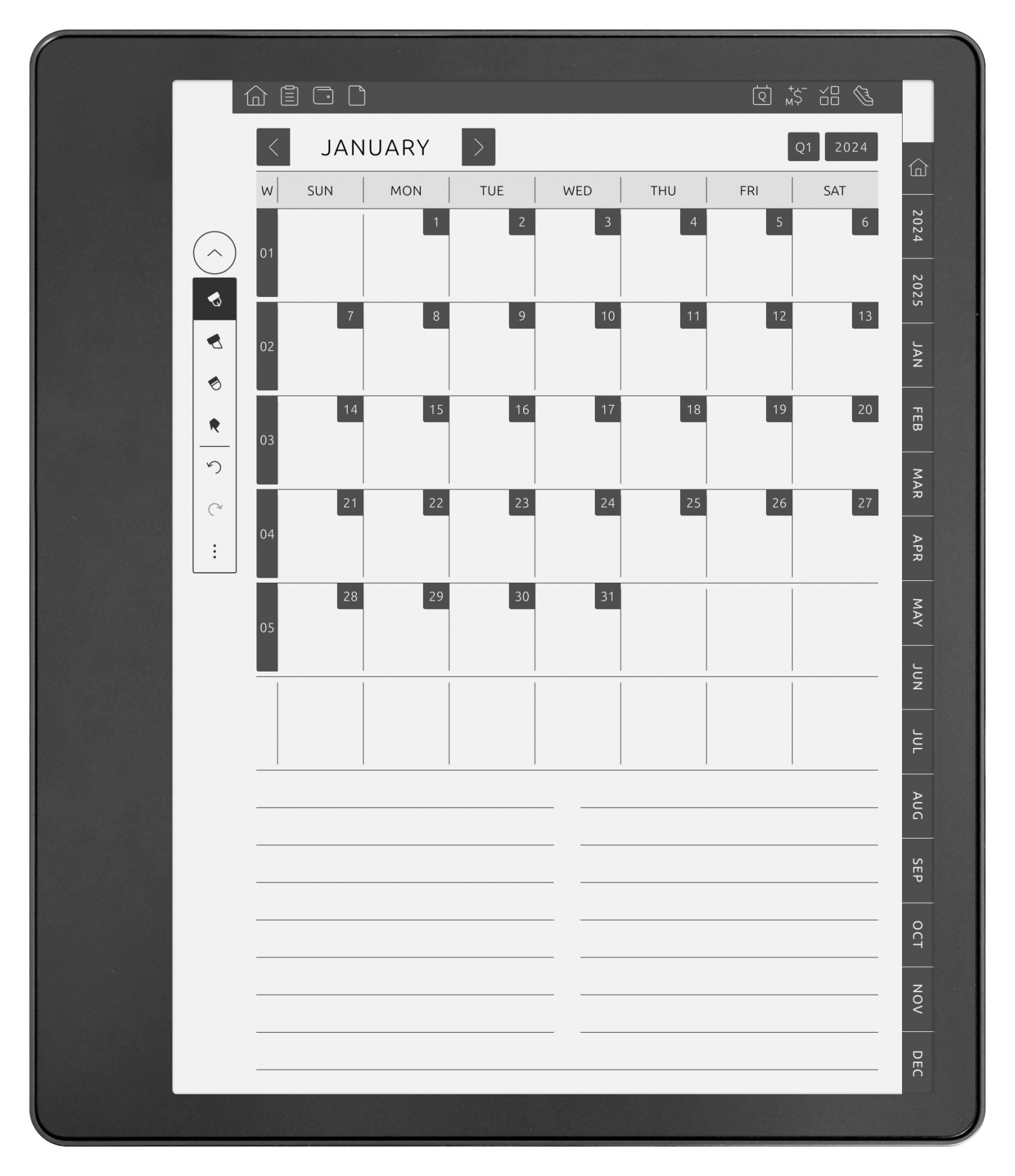 Kindle Scribe Calendar 2025 2030 5 Year Hyperlinked PDF
