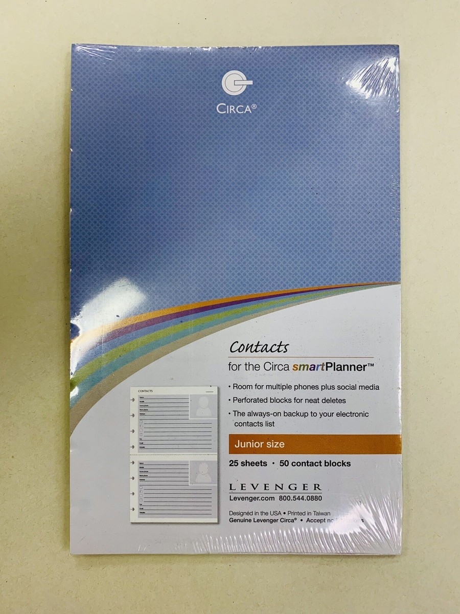 Levenger Circa Smart Planner Refill Sheets CONTACTS Junior Size 25 Sheets EBay