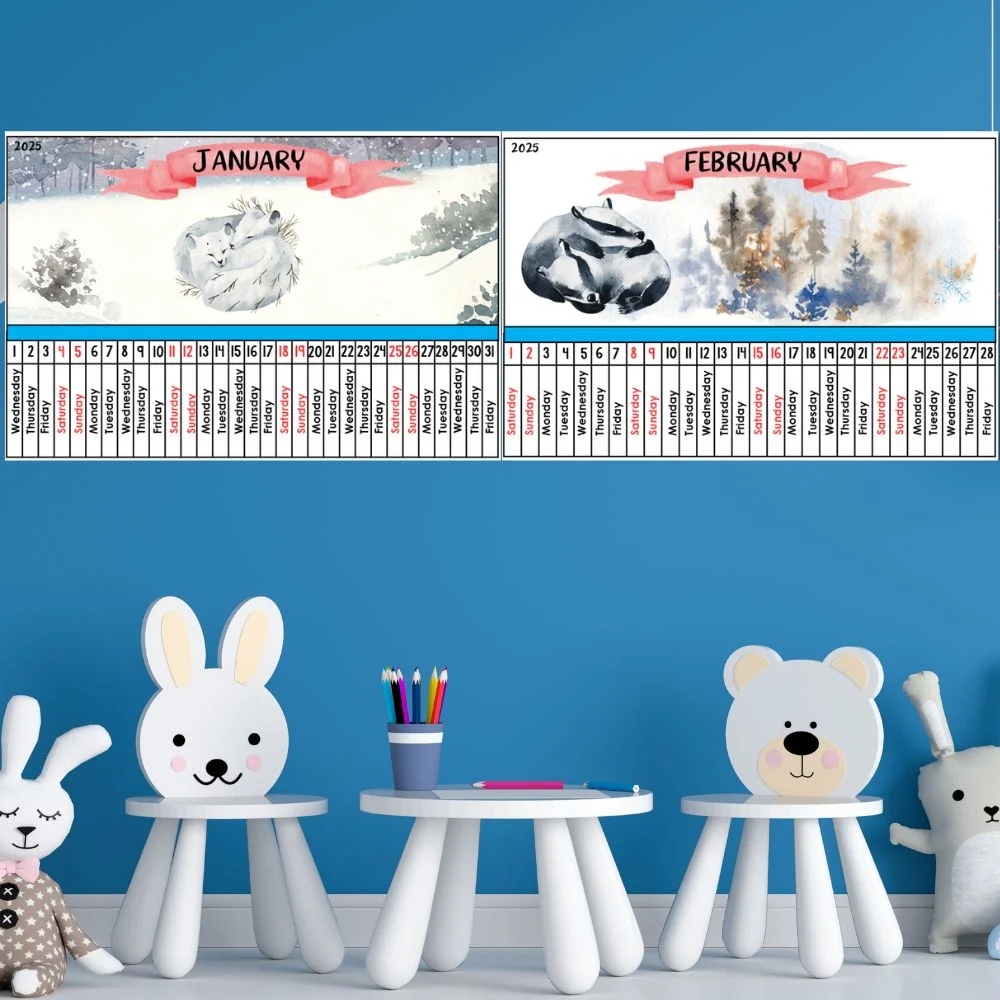 Pretty Printable Linear Calendar 2025