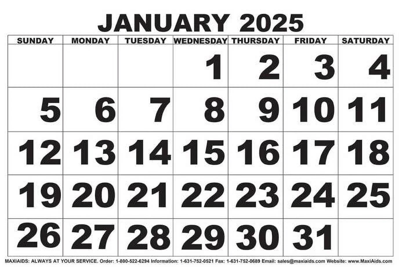Low Vision Print Calendar 2025 Walmart