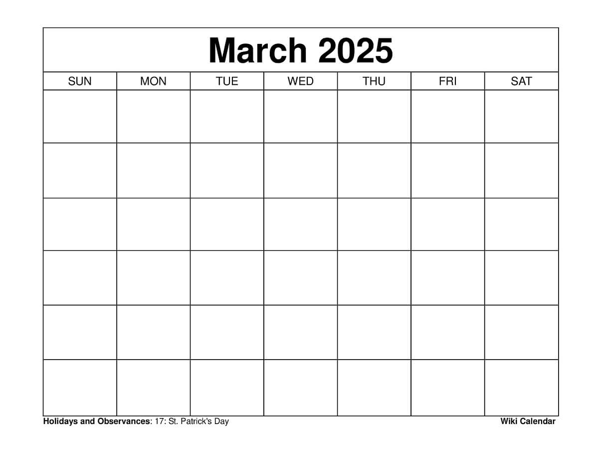 Printable 2025 Monthly Calendar