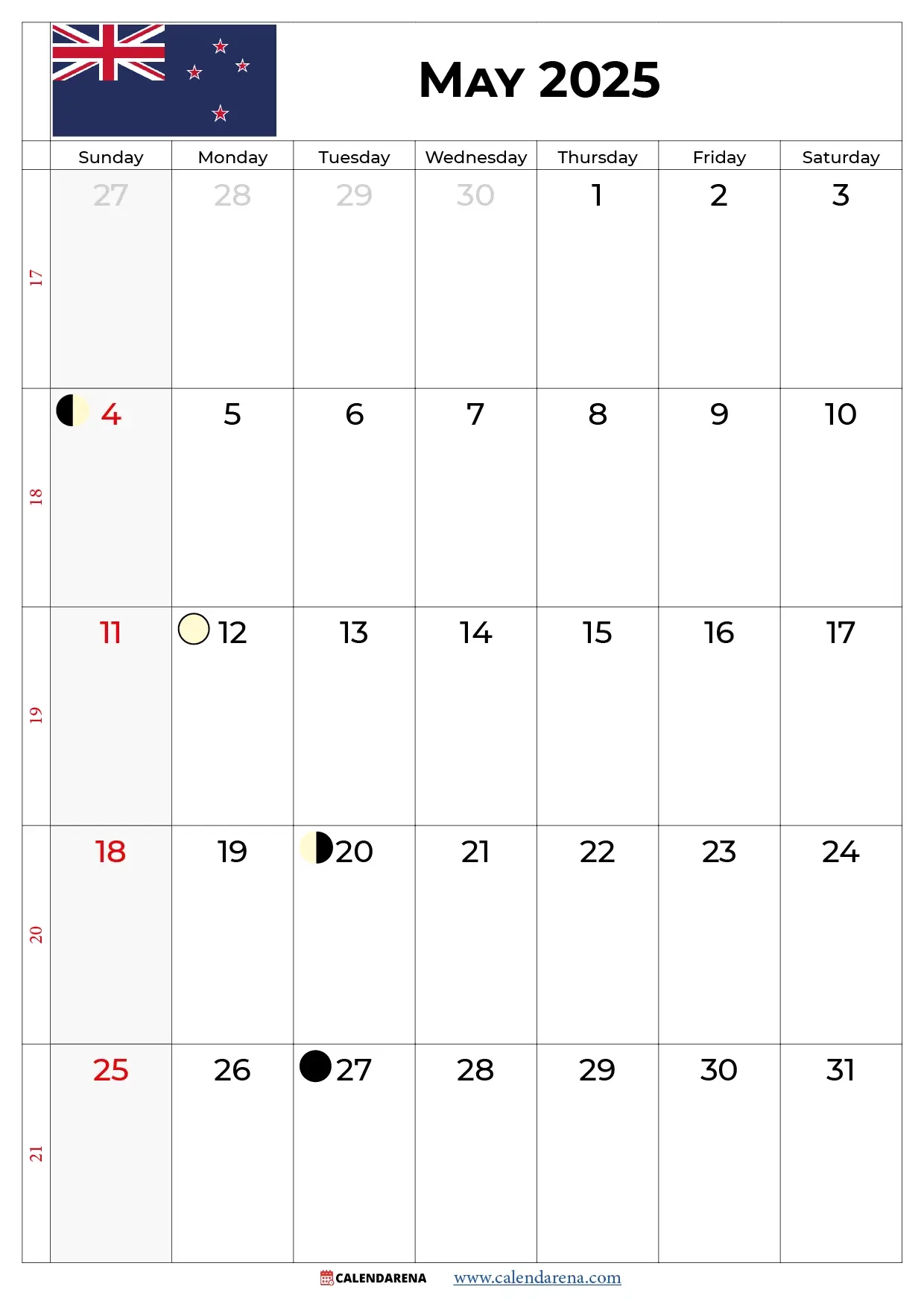 May 2025 Calendar NZ With Holidays
