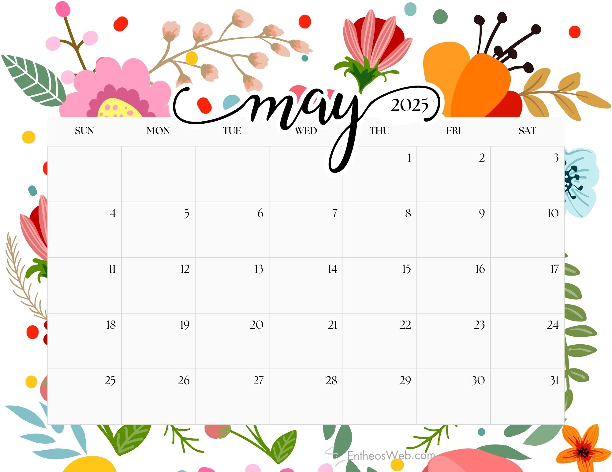 Calendar Printable 2025 Cute