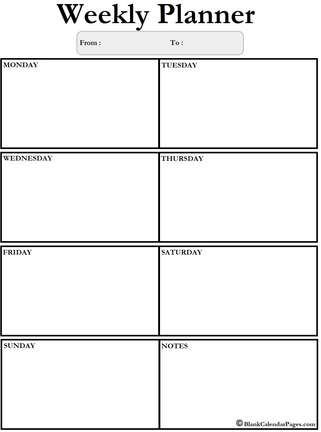 Weekly Free Printable Calendar