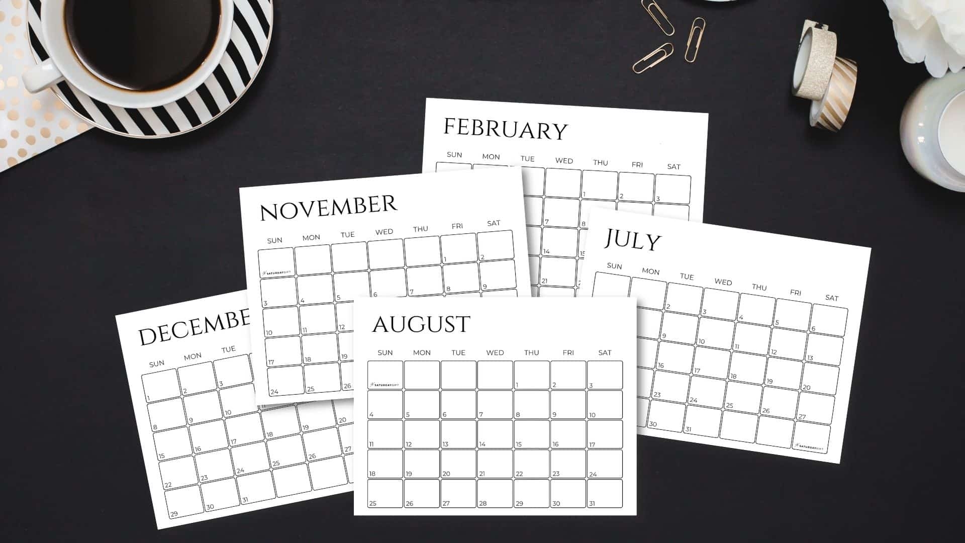 Minimalist Calendar Template 2025 Free Printable Landscape Calendar