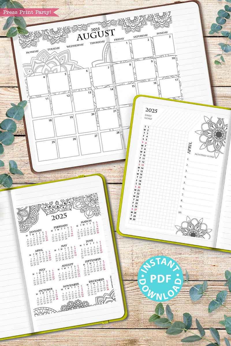2025 Calendar Bullet Journal Printable