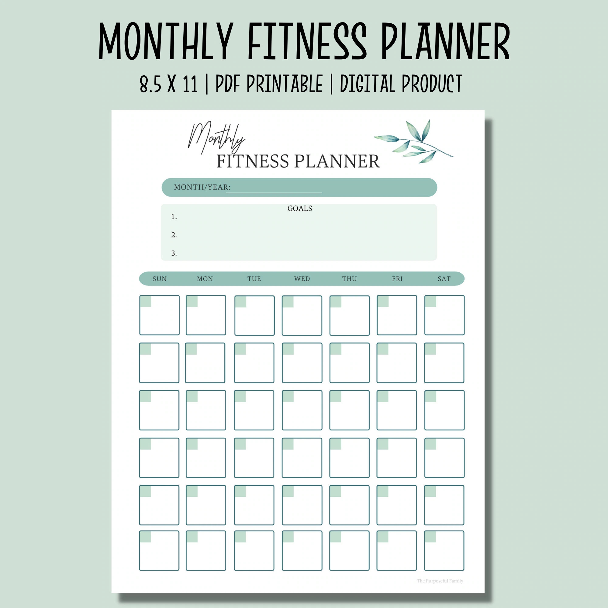 Monthly Fitness Planner PDF Printable Workout Calendar Etsy Monthly Fitness Planner PDF Printable Workout Calendar Etsy