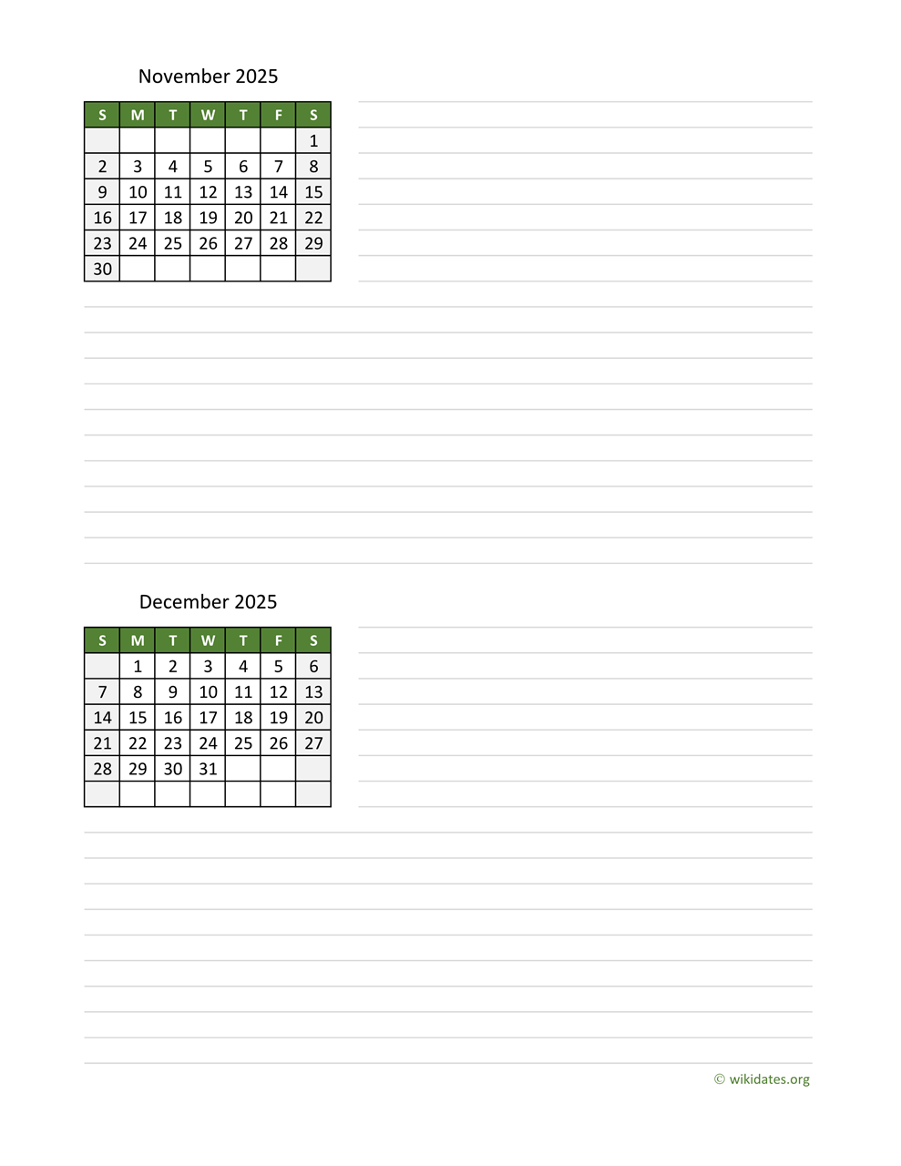 Free Printable Calendar November And December 2025