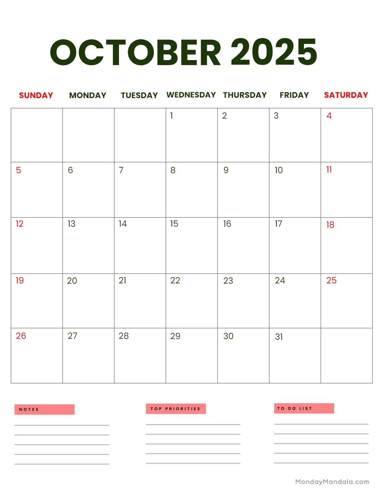 Modern Printable Calendar October 2025 Modern Printable Calendar October 2025
