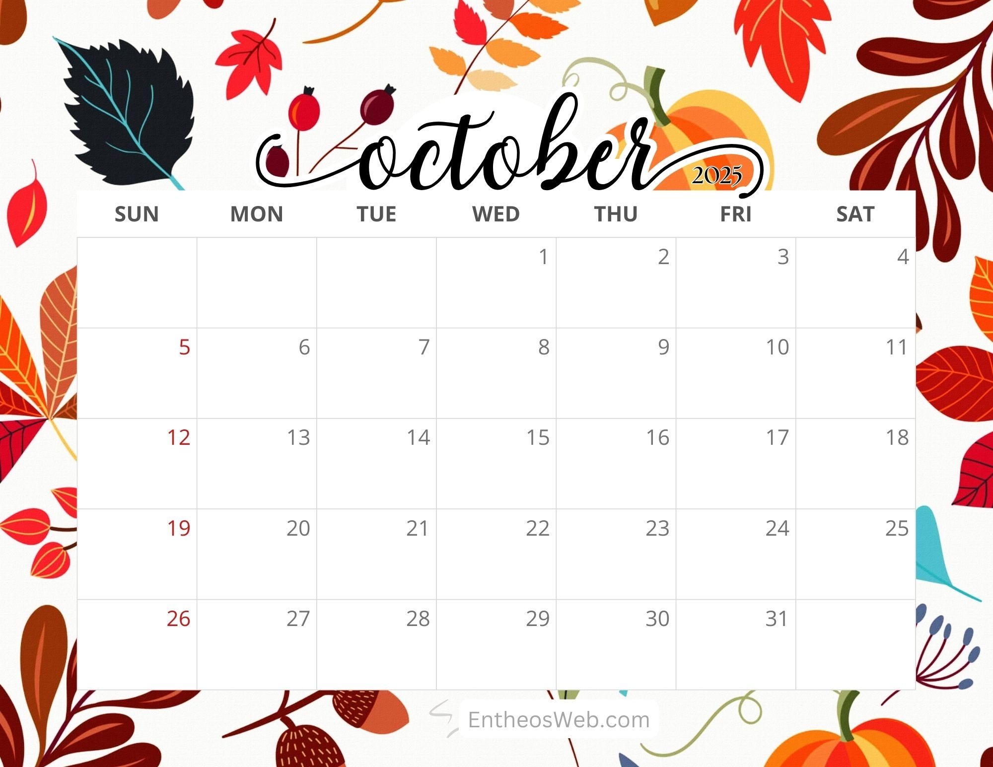 October 2025 Calendar Printables EntheosWeb October 2025 Calendar Printables EntheosWeb