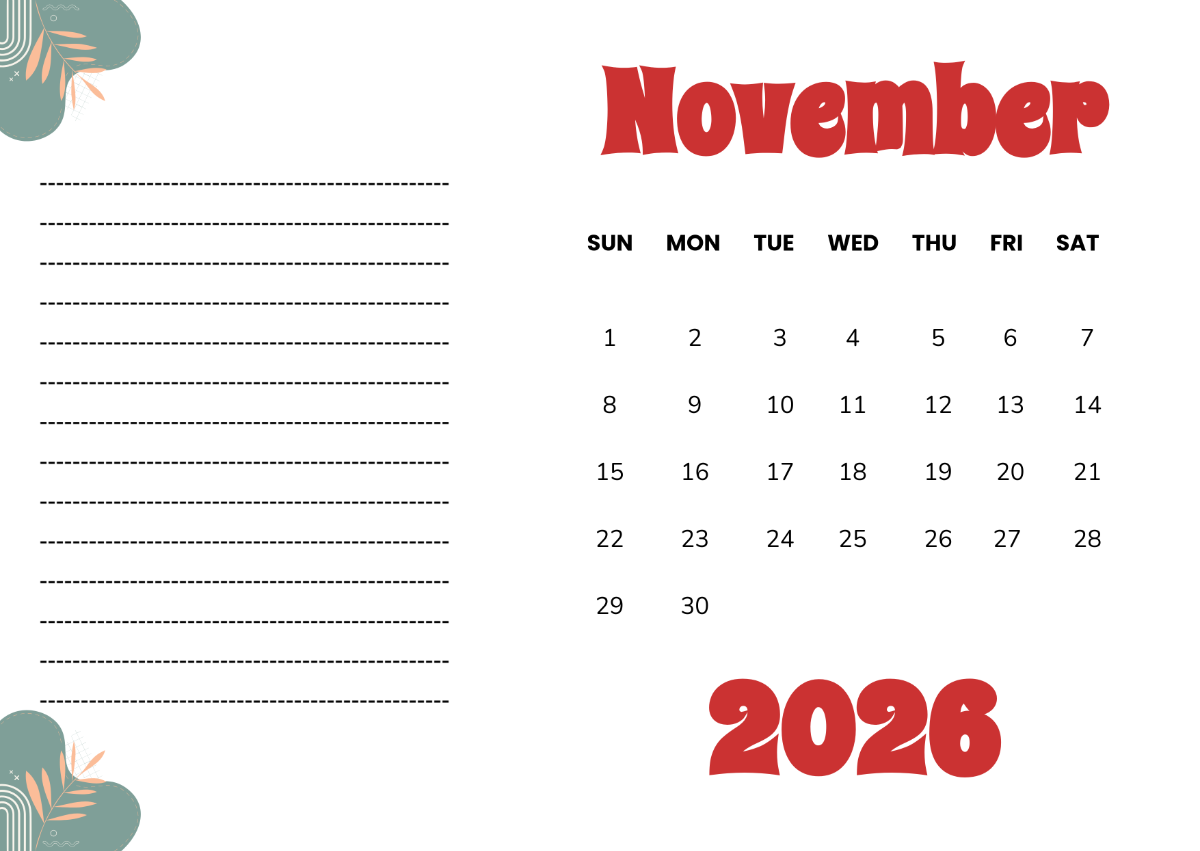 Page 2 Free November 2025 Calendar Templates Editable And Printable