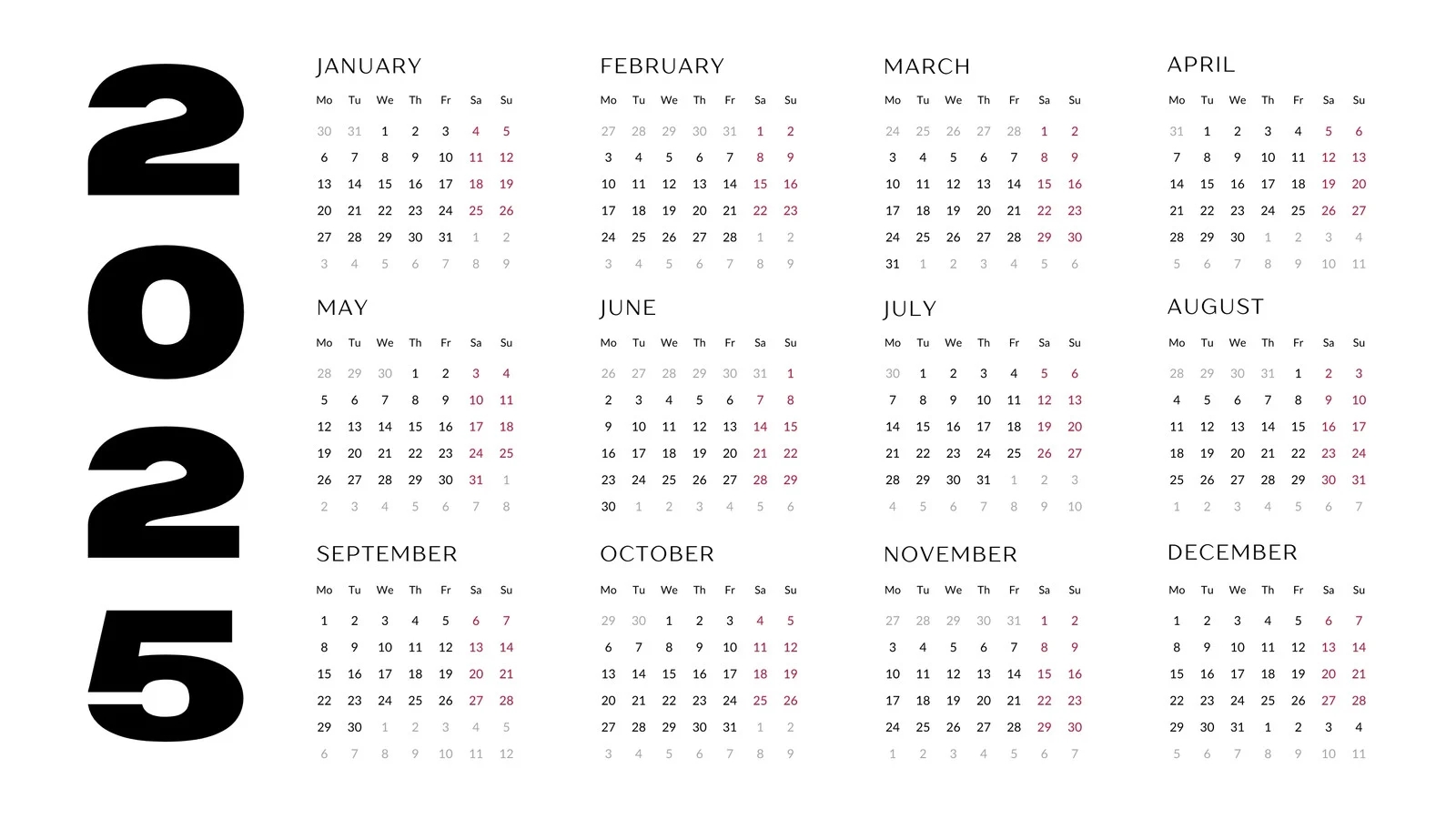 Page 3 Free Printable Customizable Monthly Calendar Templates Canva