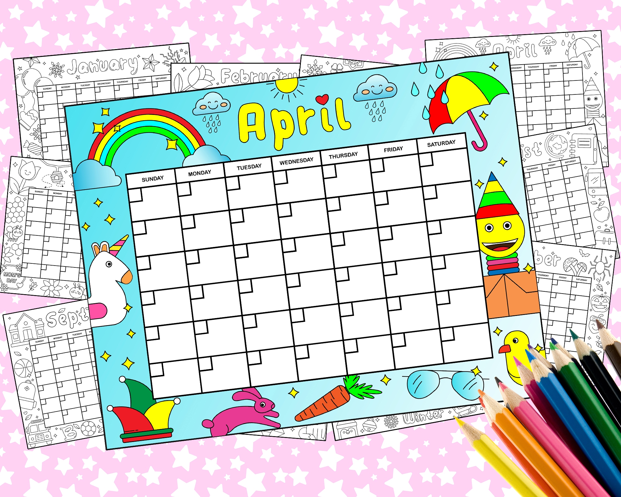Free Printable Perpetual Coloring Calendar