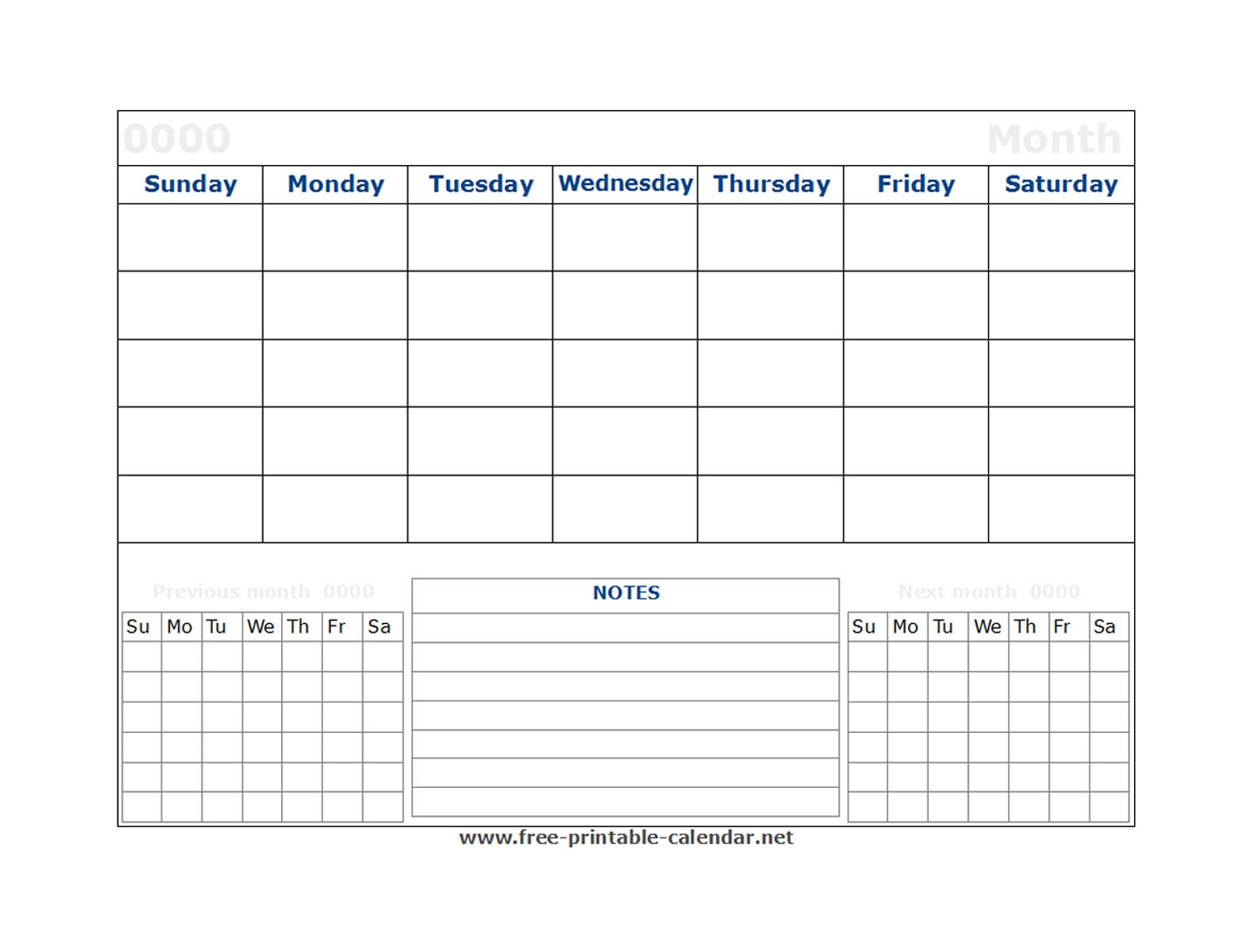 Printable Blank Calendar