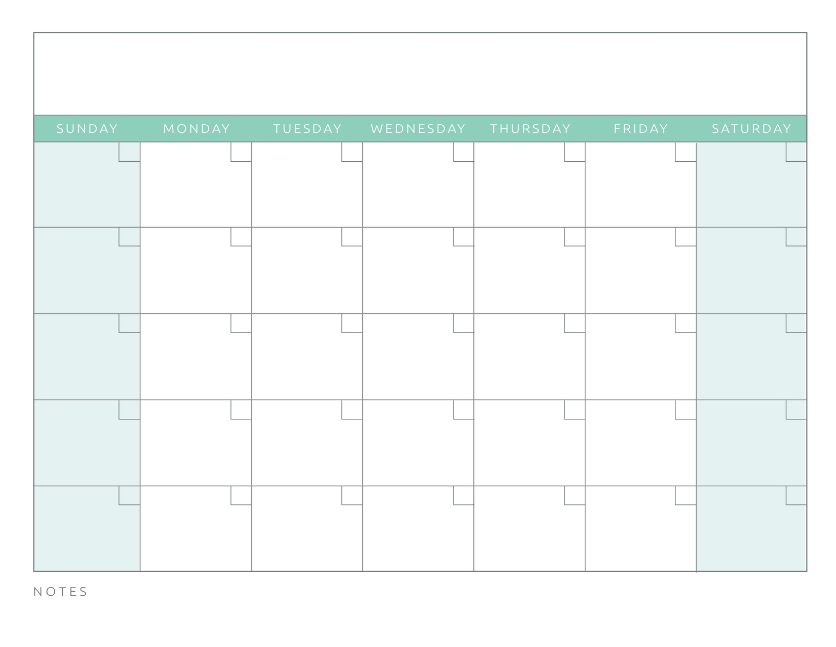 Printable Calendar Blank